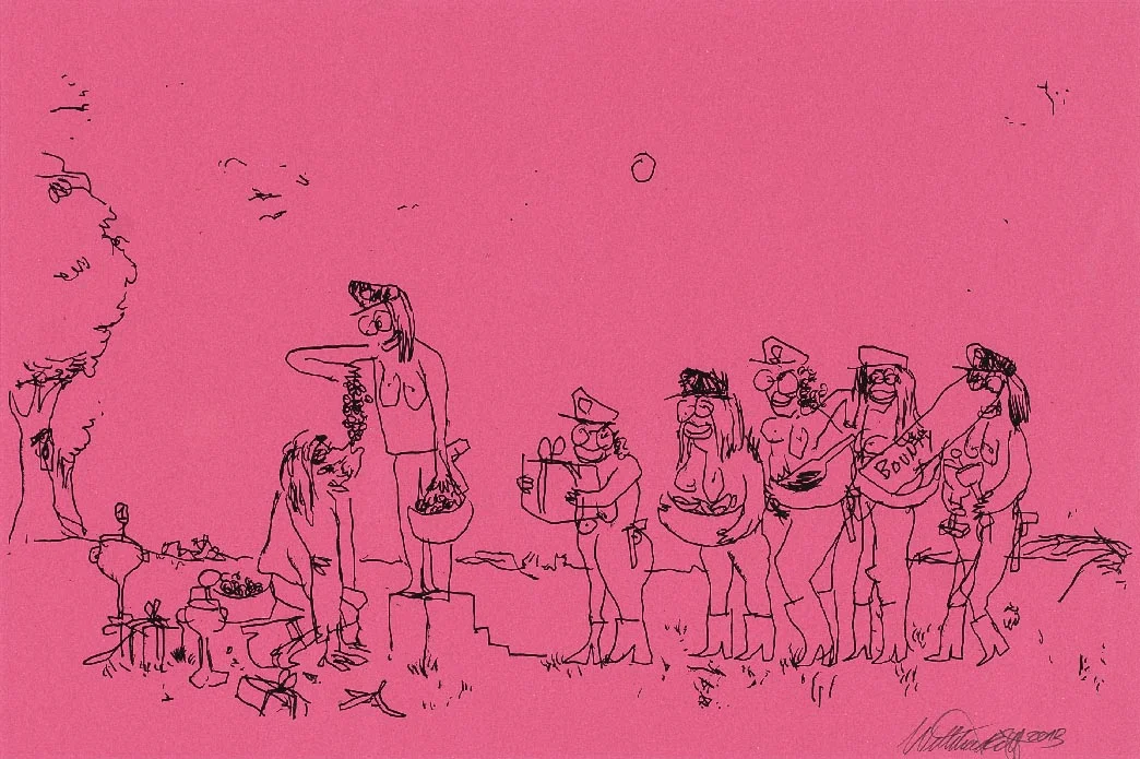 Wayne Horse 'Mach die Augen zu, dann siehst Du was Du darfst' V pen on paper 65 x 48 cm