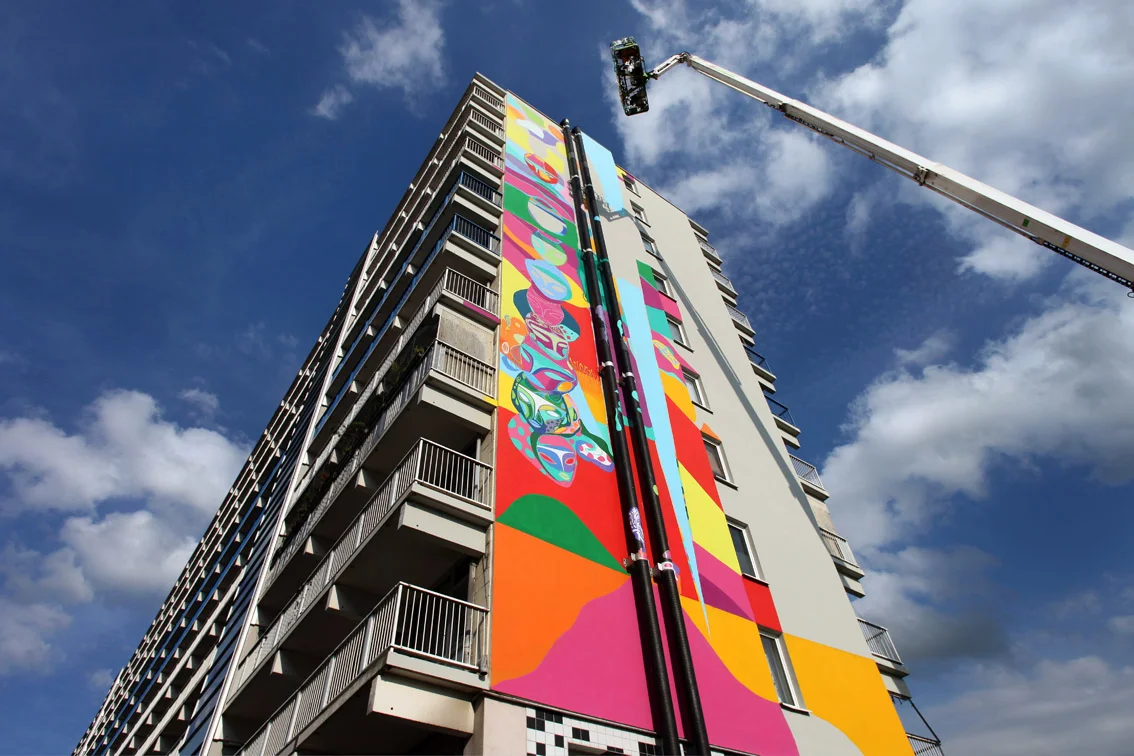 Mural in progress by Rimon