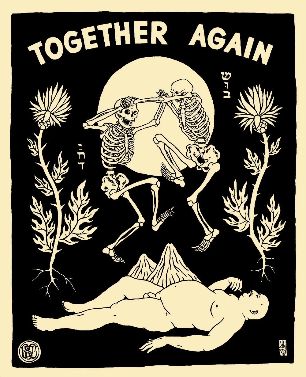 Unga (Broken Fingaz) - 'Together Again' - Acrylic on vintage paper