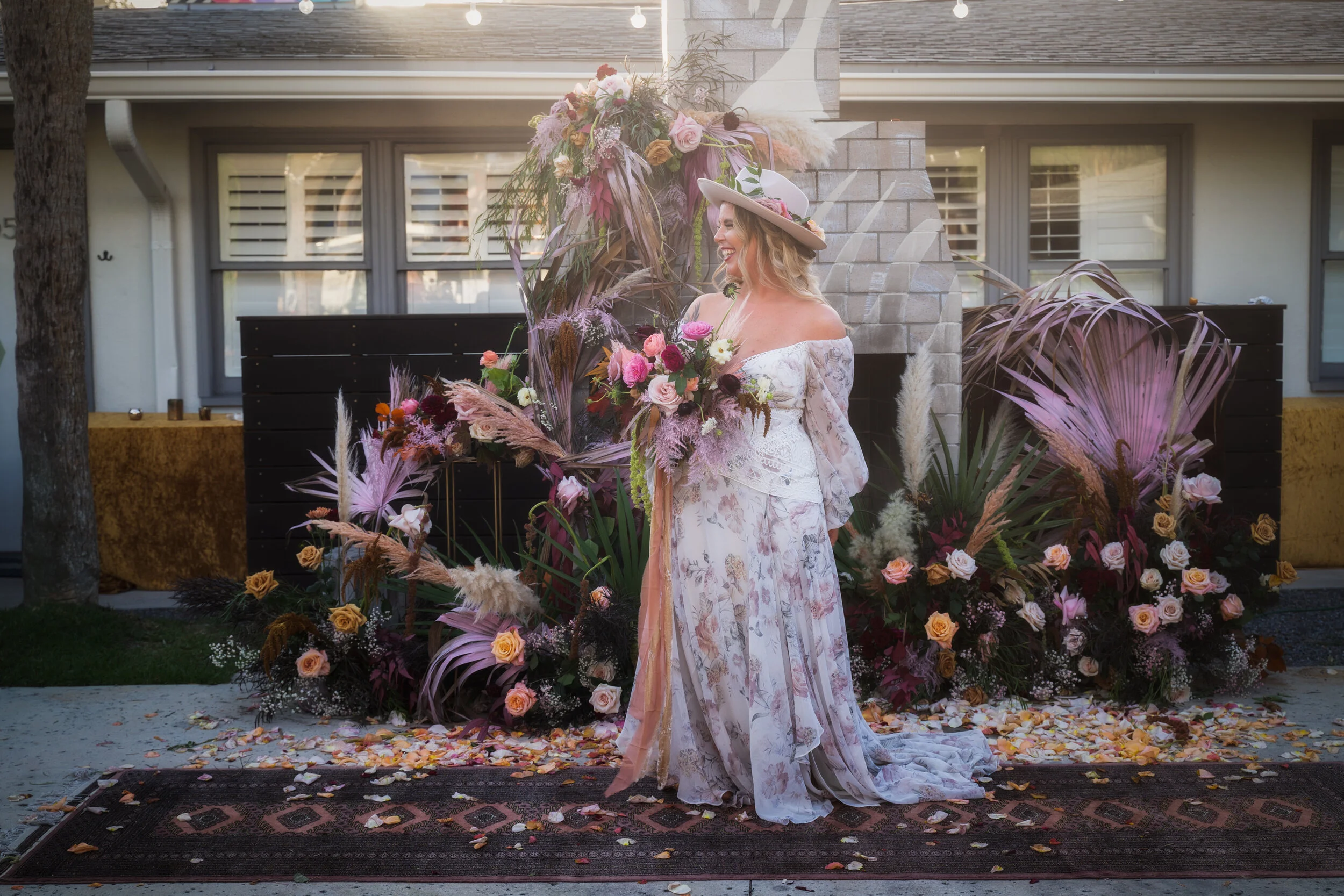 boho florida wedding hotel palms jacksonville pampas wedding