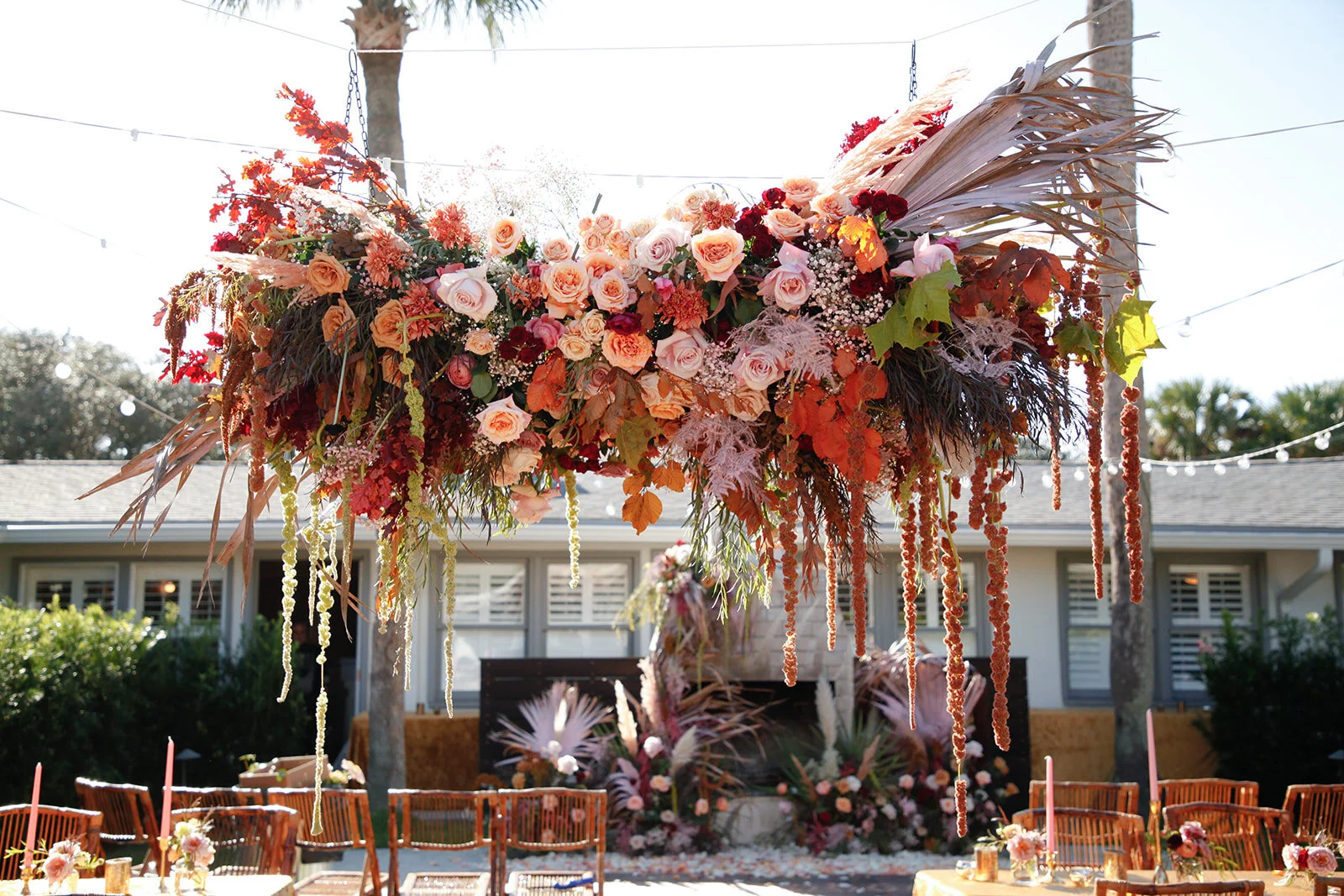 boho florida wedding hotel palms jacksonville pampas wedding