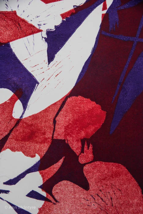 Morning Glory Silhouette in Red with Deep Violet & Carmine