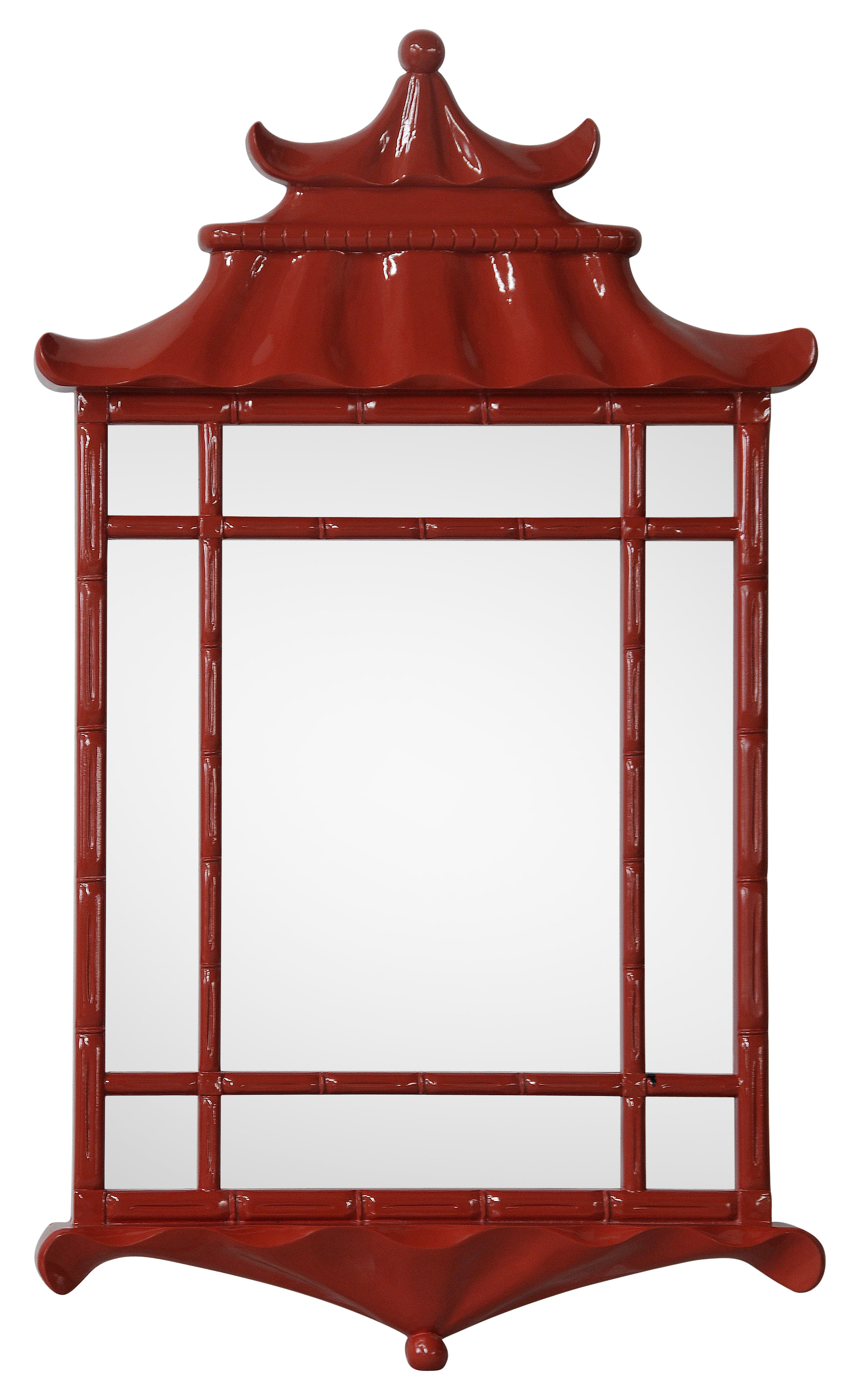 Bunny Williams's Pagoda Mirror for Mirror Image in high-gloss Chinese red. 