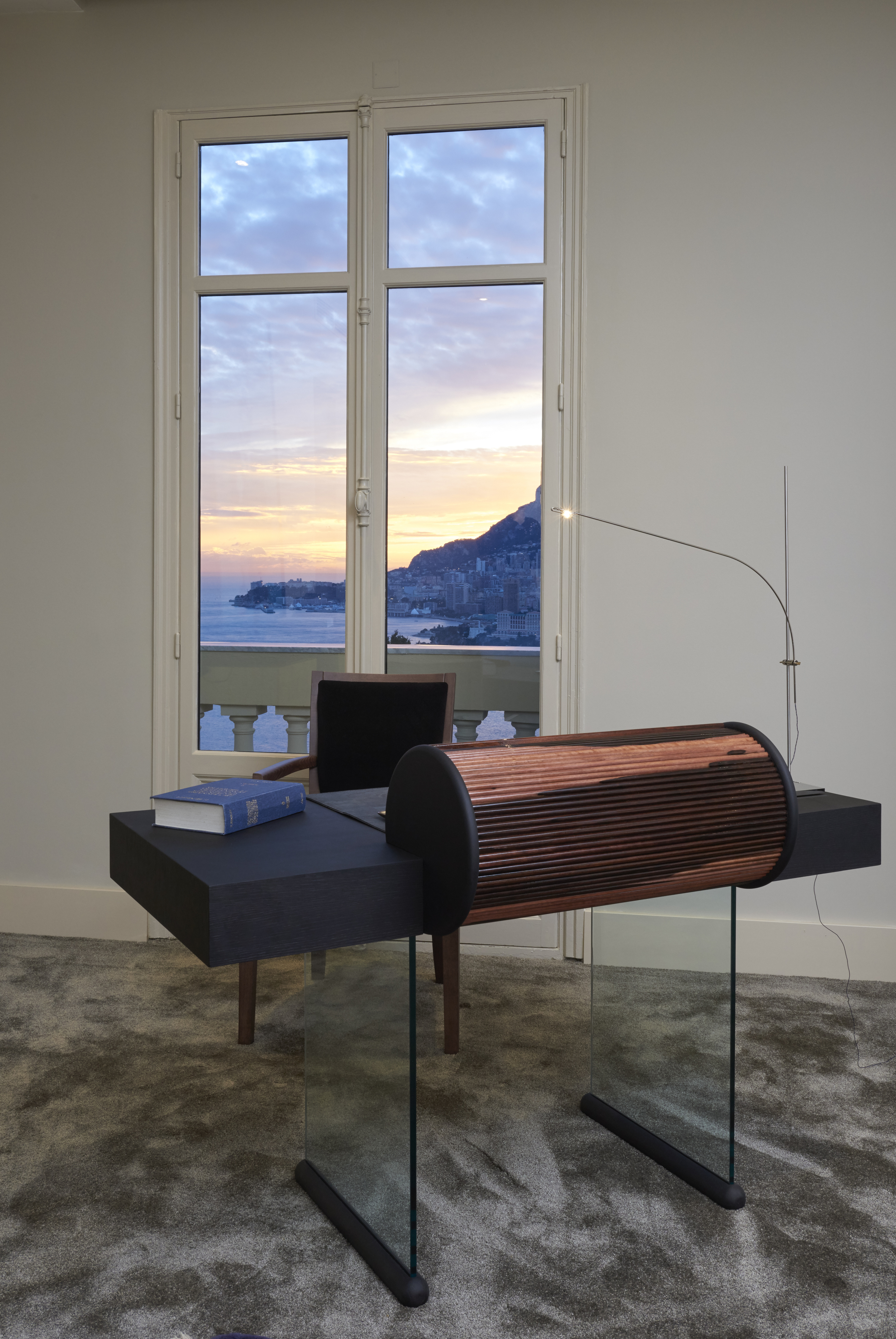 Garbarino's Unique desk features a Tambour Cylinder