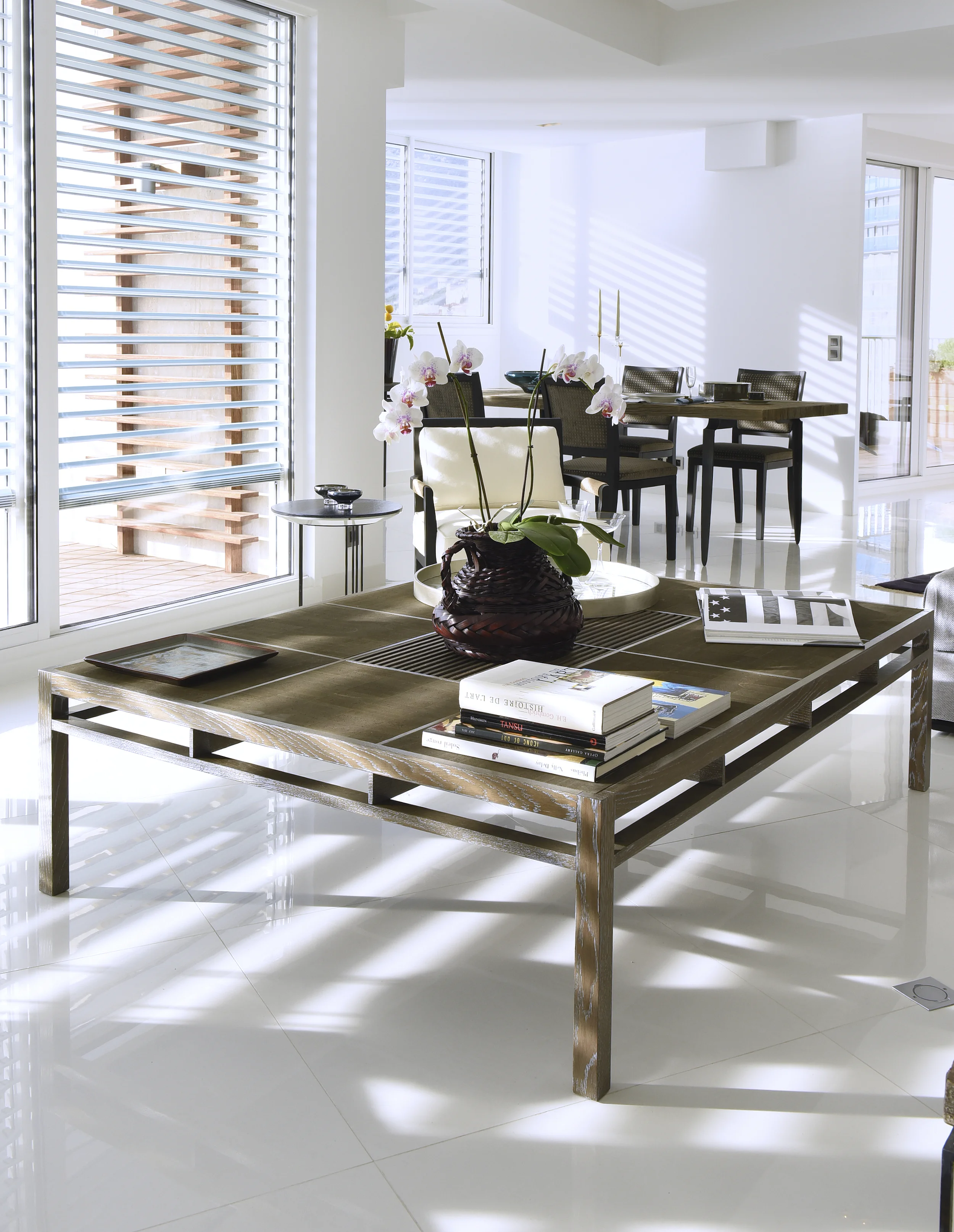 Modern but executed in warm luxurious finishes.