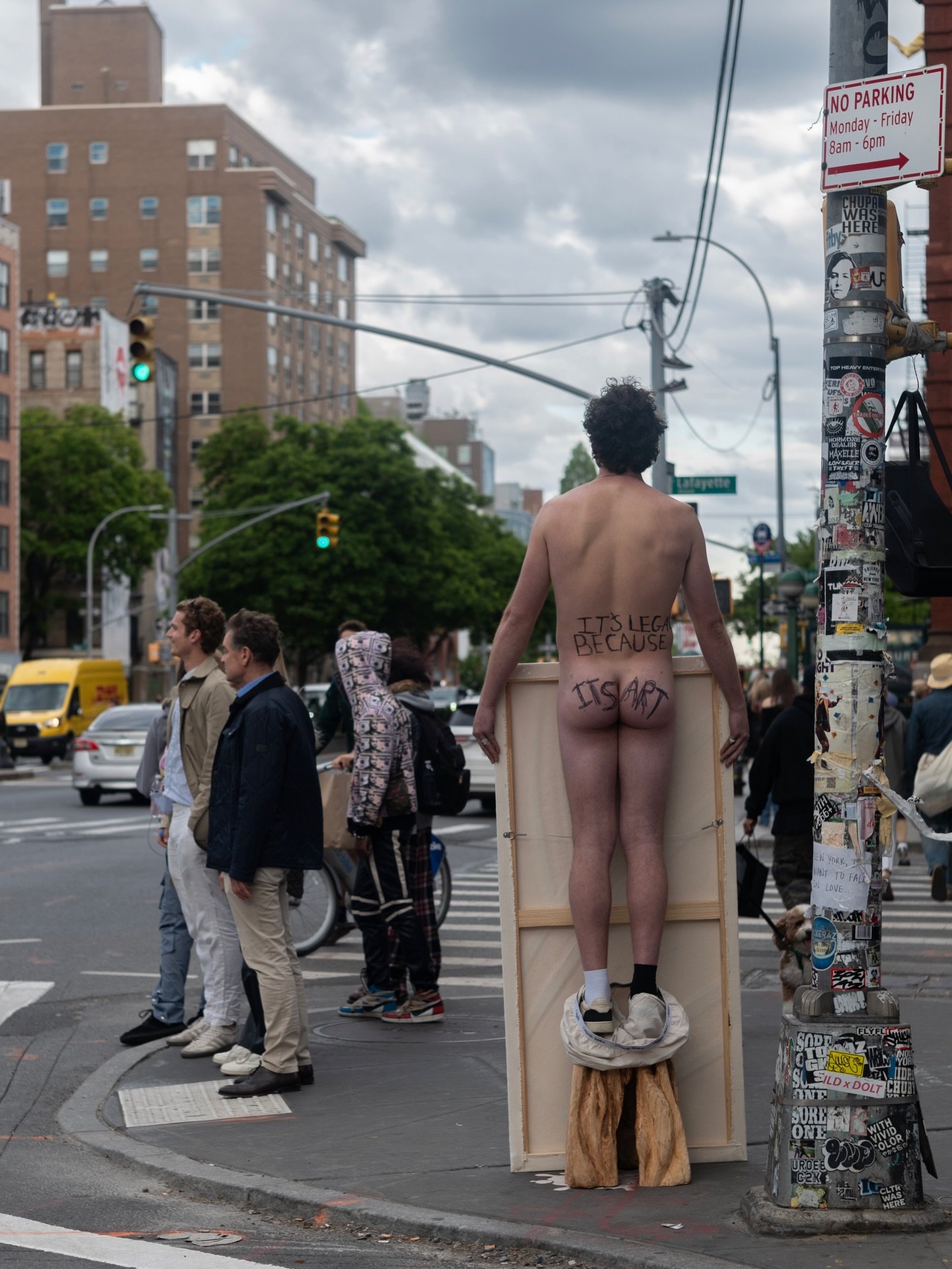 &ldquo;It&rsquo;s legal because it&rsquo;s art&rdquo; 
Houston st. 
NYC 
May 14, 2026
6:37pm