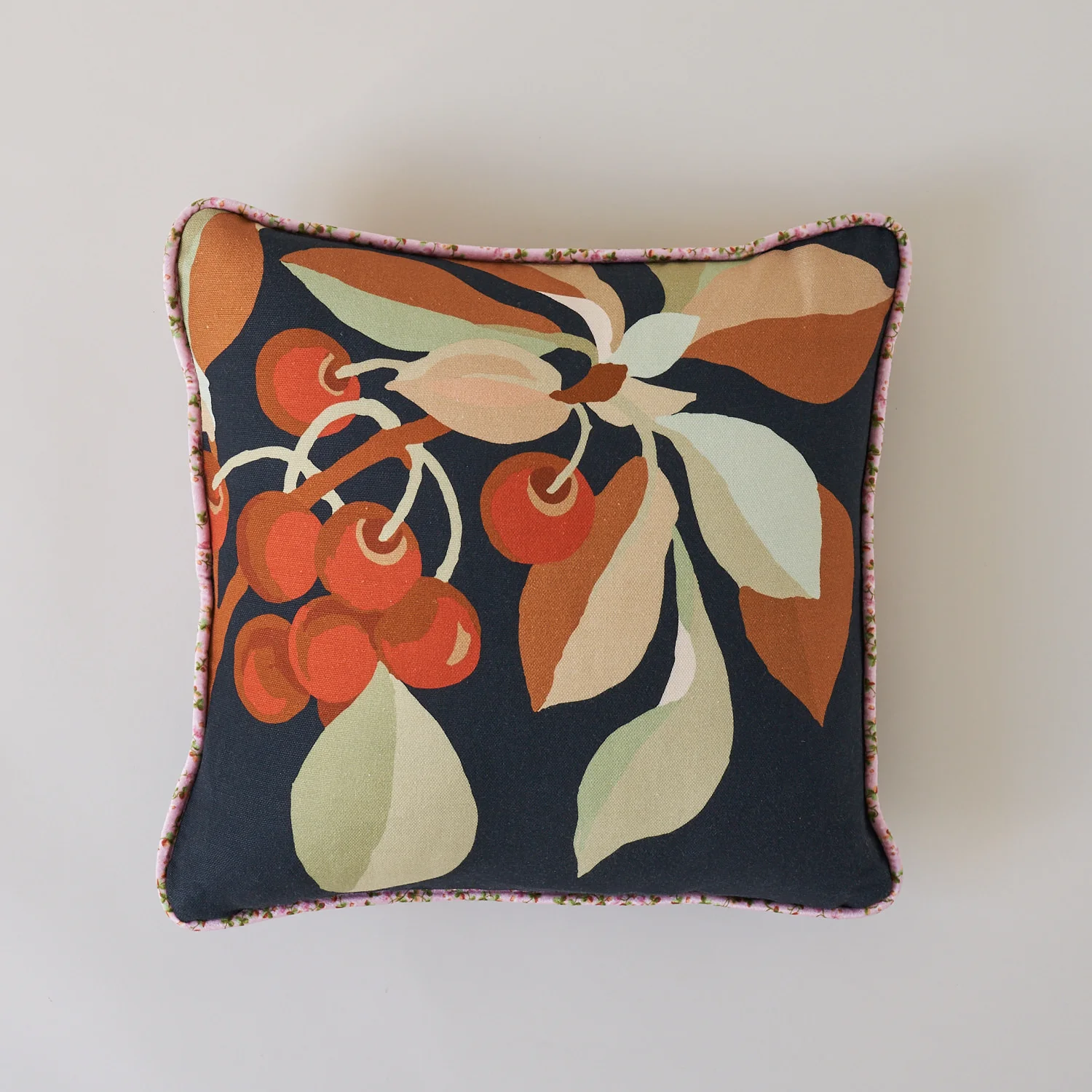 Linen Cherry Cushion: Ink