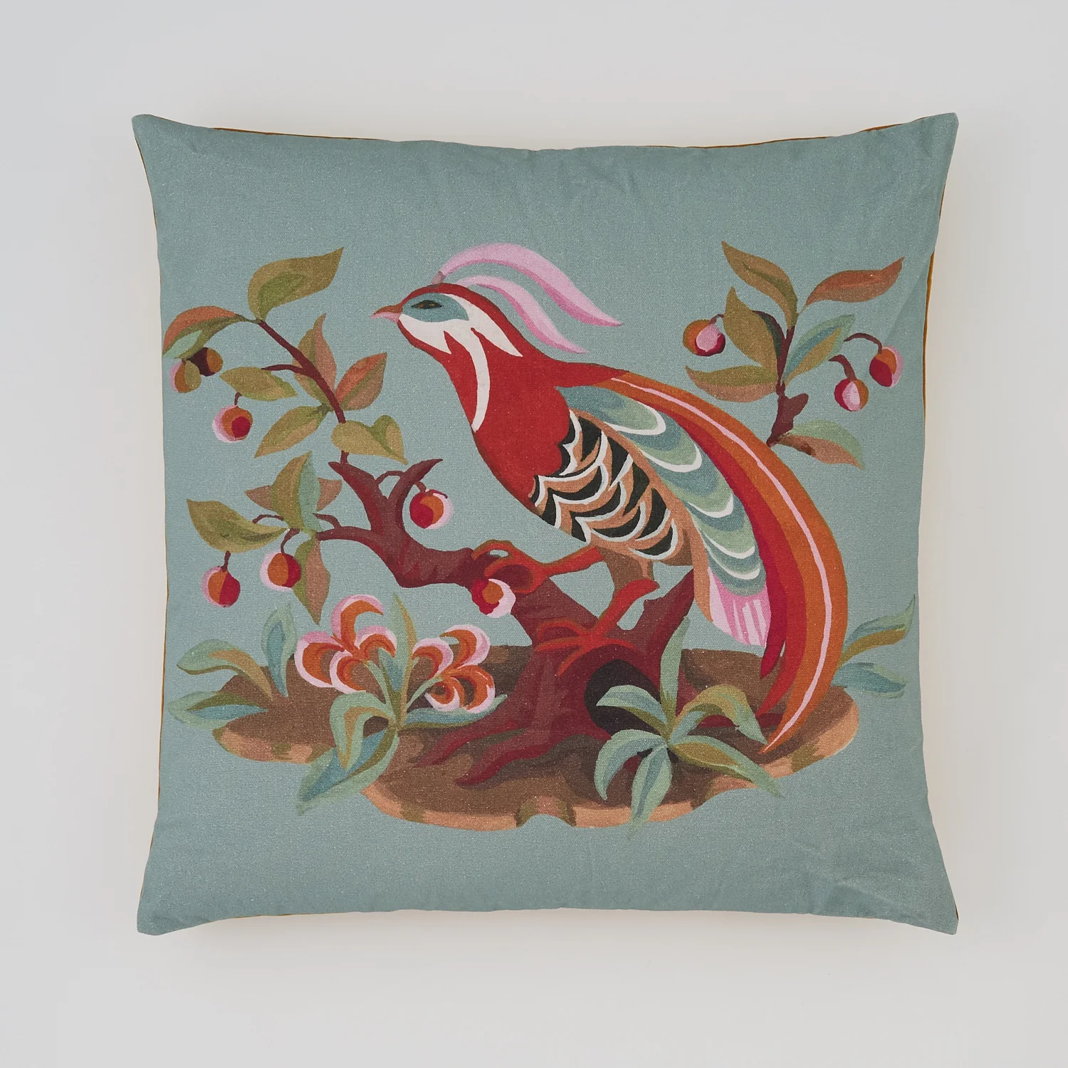 Velvet Peacock Cushion: Slate - out of stock 