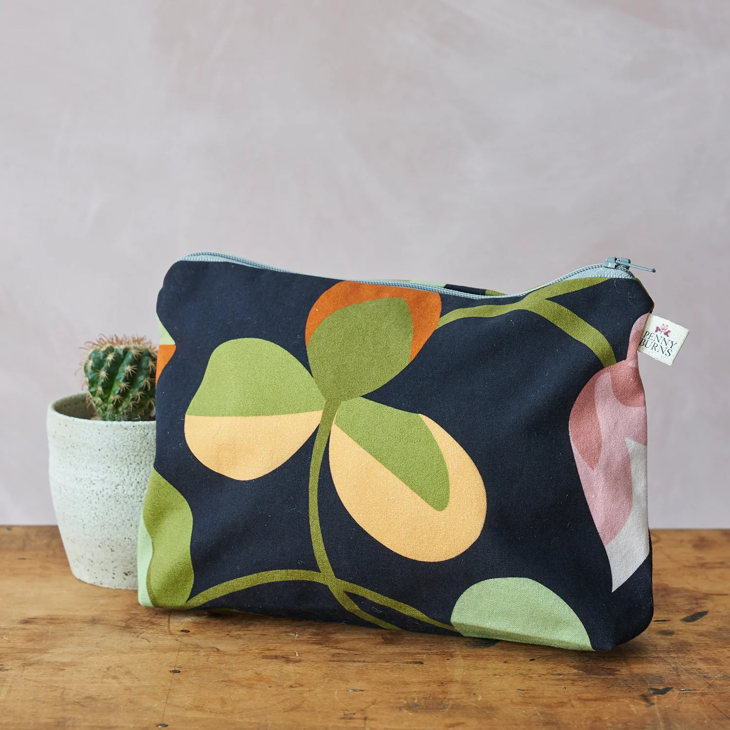 Cotton Make Up Bag: Big Flower print
