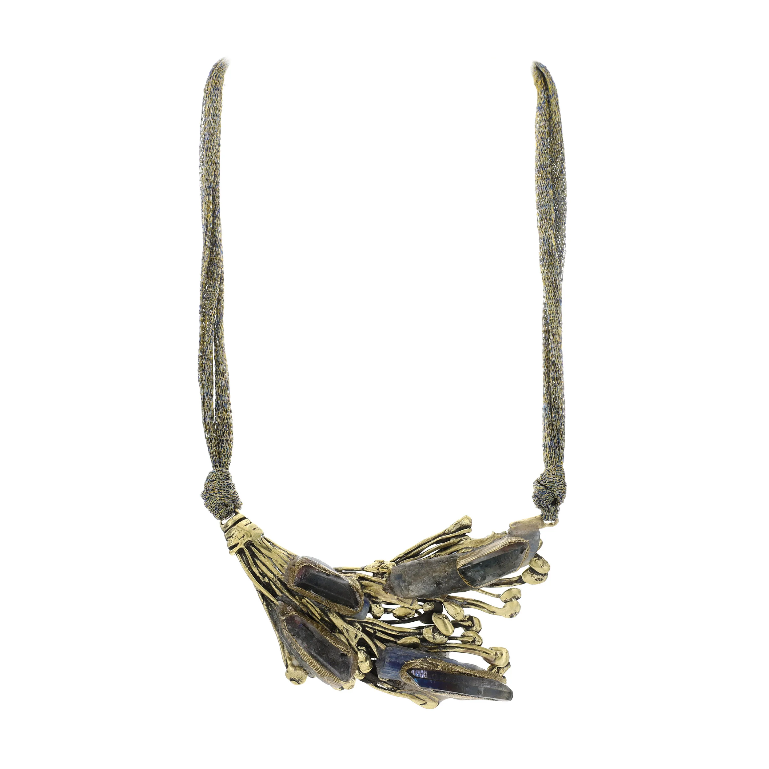 Bronze Quartz and Kyanite Bib Necklace — Selen Design