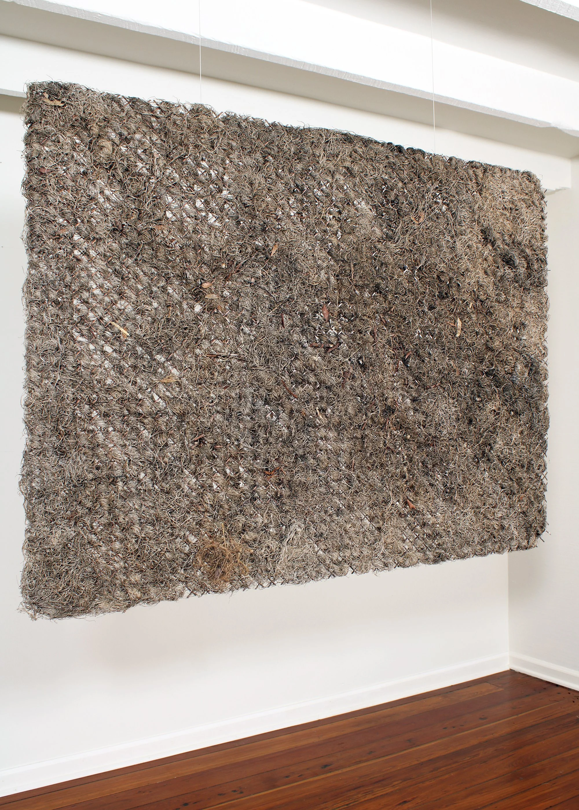    Garden,,   2025  Dried plant material, copper mesh, nylon line  36 1/2 × 50 × 1 3/4 in  Suspended installation   