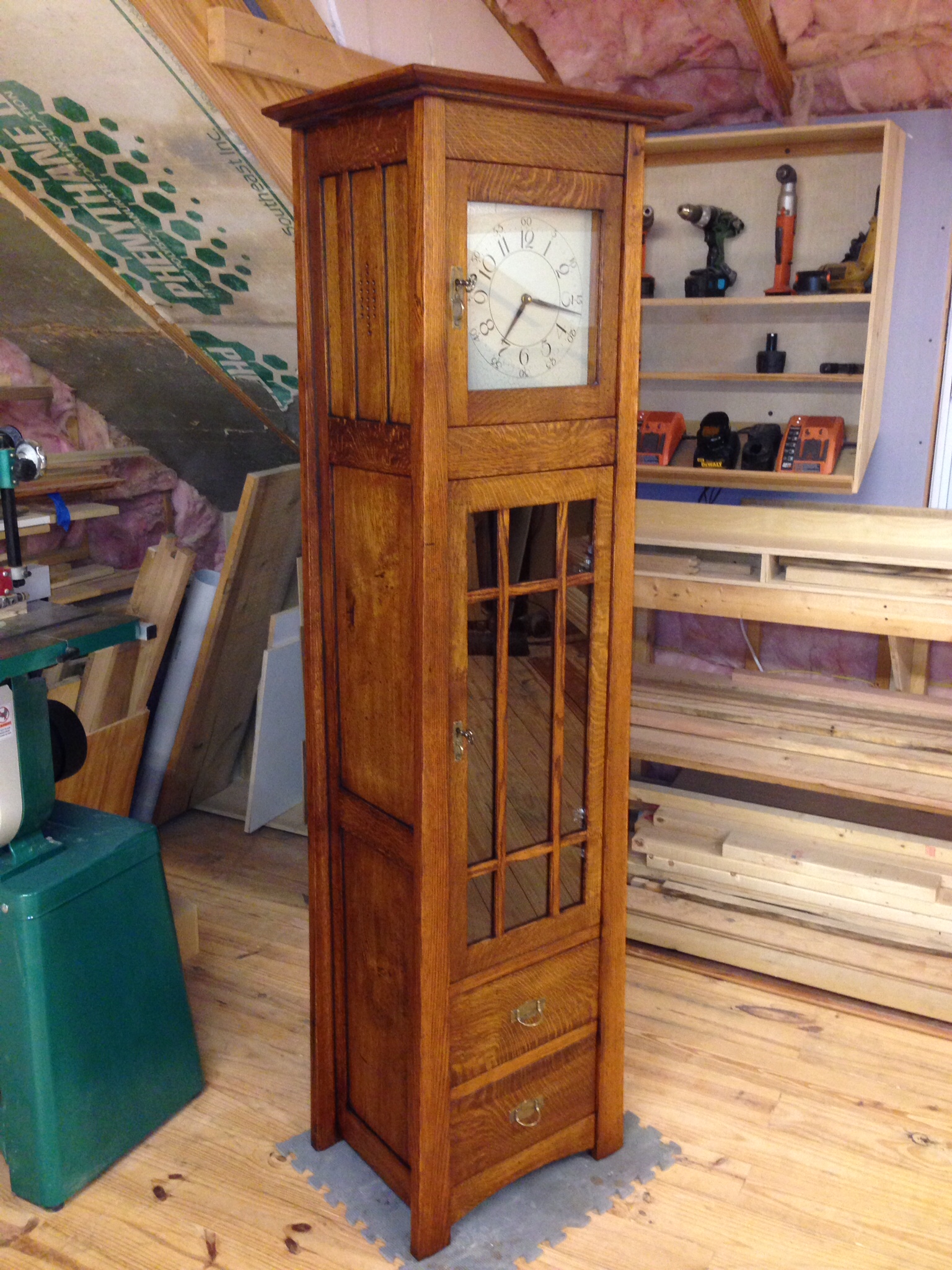 Mission Style Clock In Quartersawn White Oak