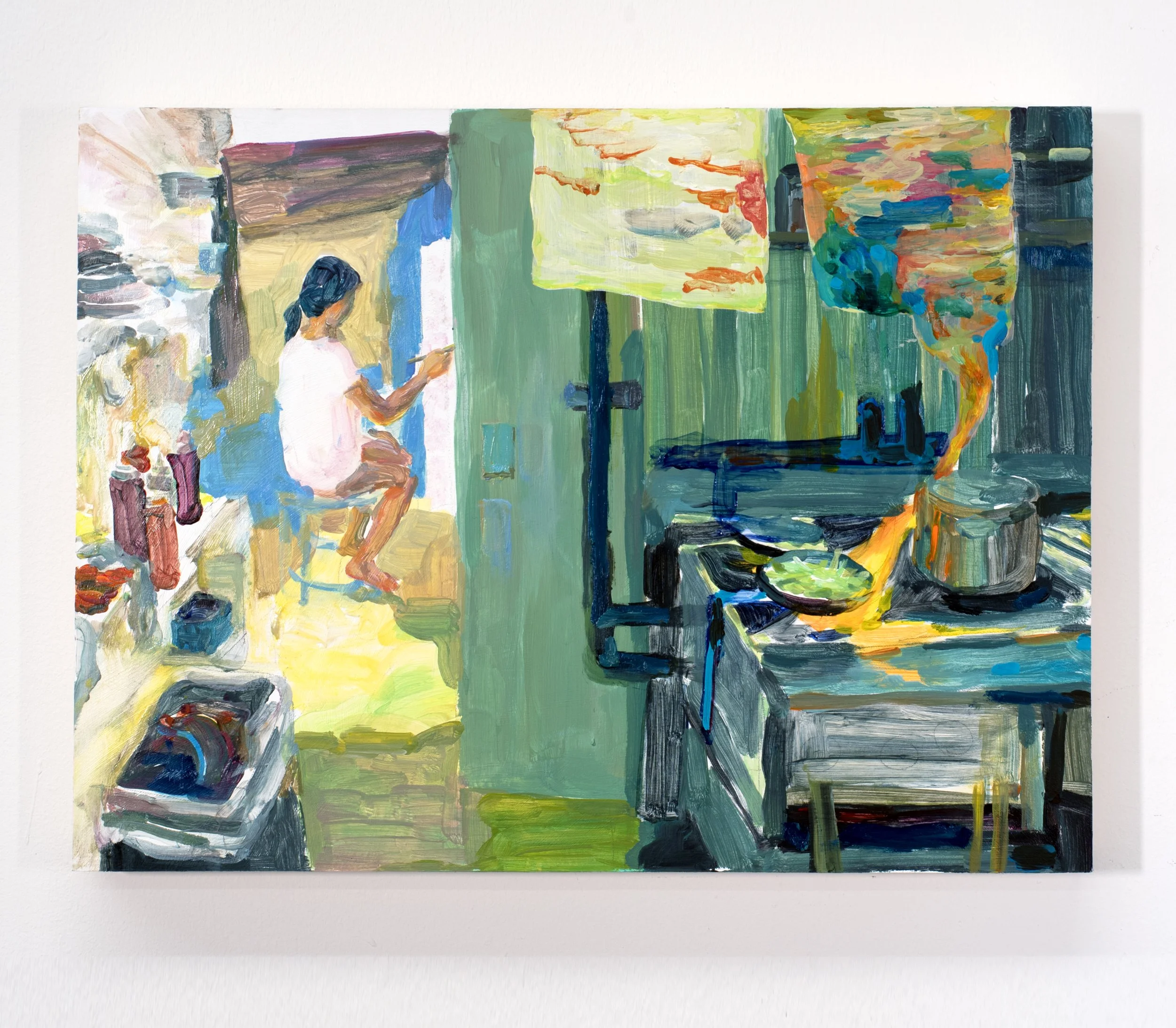   Bento (弁当) , acrylic and oil on panel, 16"x12,” 2026 