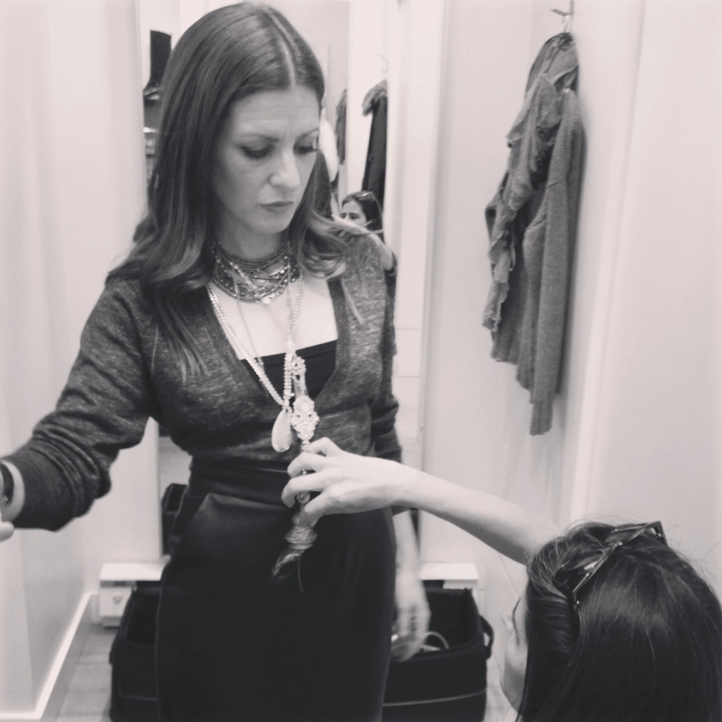 Last minute touches w/ Luisa Rino on set @ Misch