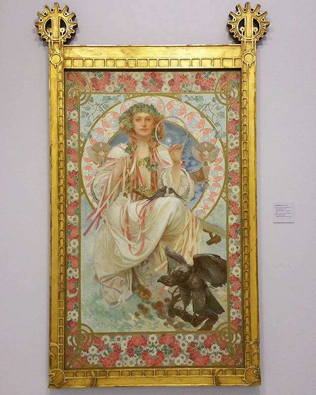 Alfons Mucha. &quot;Portrait of Josephine Crane Bradley as Slavia&quot; - 1908 National Gallery, Fair Trade Palace. Prague. I love a bit of Mucha. Seeing all of the hand painted detail in this in the flesh makes me appreciate him more