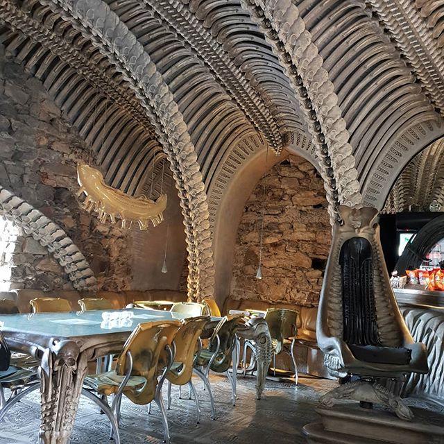 Giger Bar. You can't have a trip to the Giger Museum without a visit to the Giger Bar. I want my house like this. Best interior decoration ever. #hrgiger