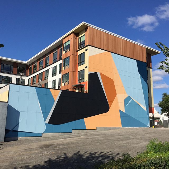 Base layer complete. Now we mix colors for top layer. 45&rsquo;x95&rsquo; mural in progress for @axletreeapartments