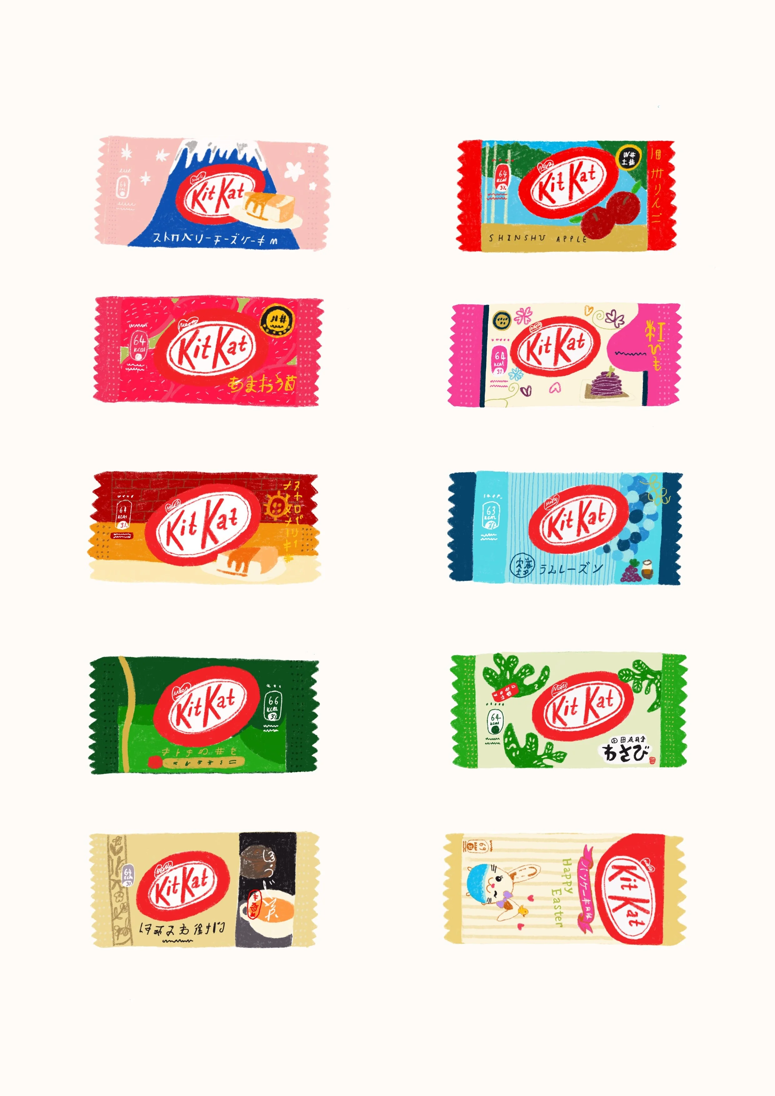  Japanese Kit Kat’s from my digital sketchbook 