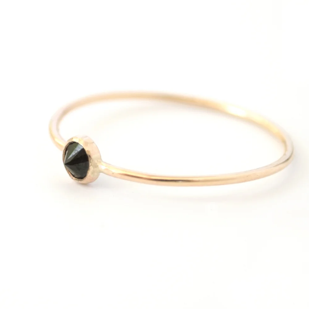 Tiny Black Stone Spike Stacking Ring by Favor Jewelry