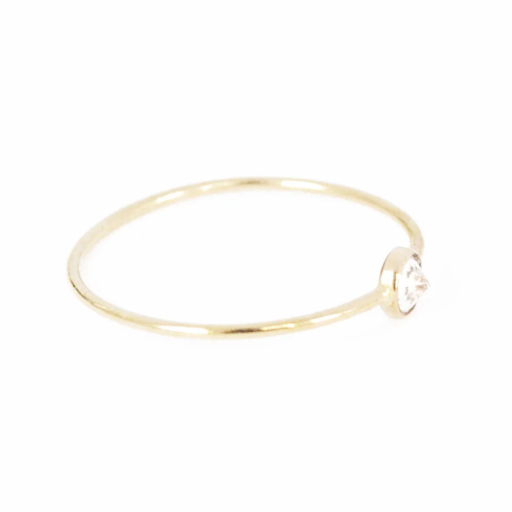 Clear Gemstone Tiny Spike Stacking Ring by Favor Jewelry
