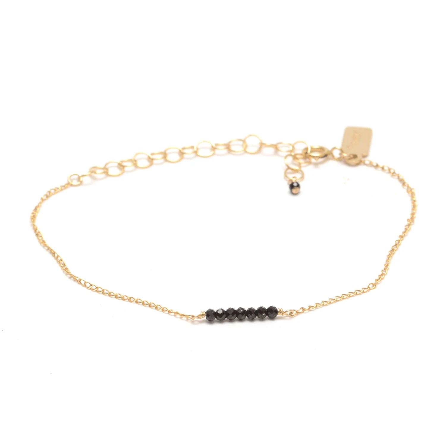 Tiny Black Stone Ellipsis Layering Bracelet