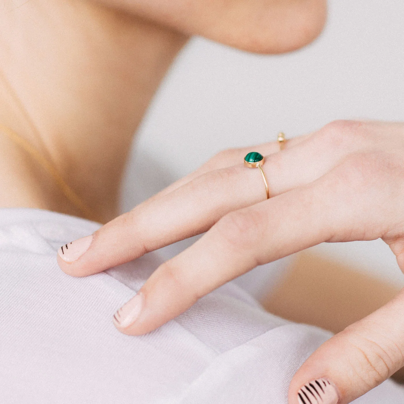 Malachite Gemstone Gumdrop Ring from Favor Jewelry