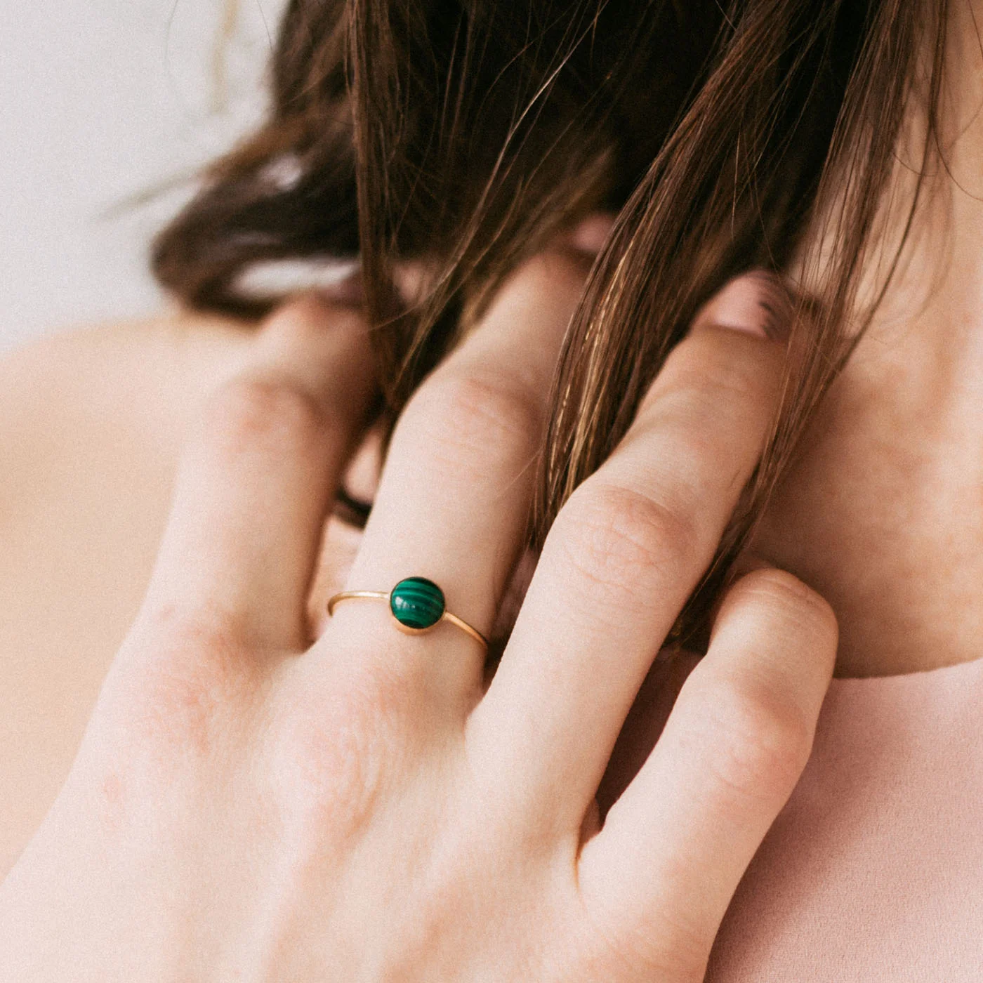 Malachite Gemstone Gumdrop Ring from Favor Jewelry