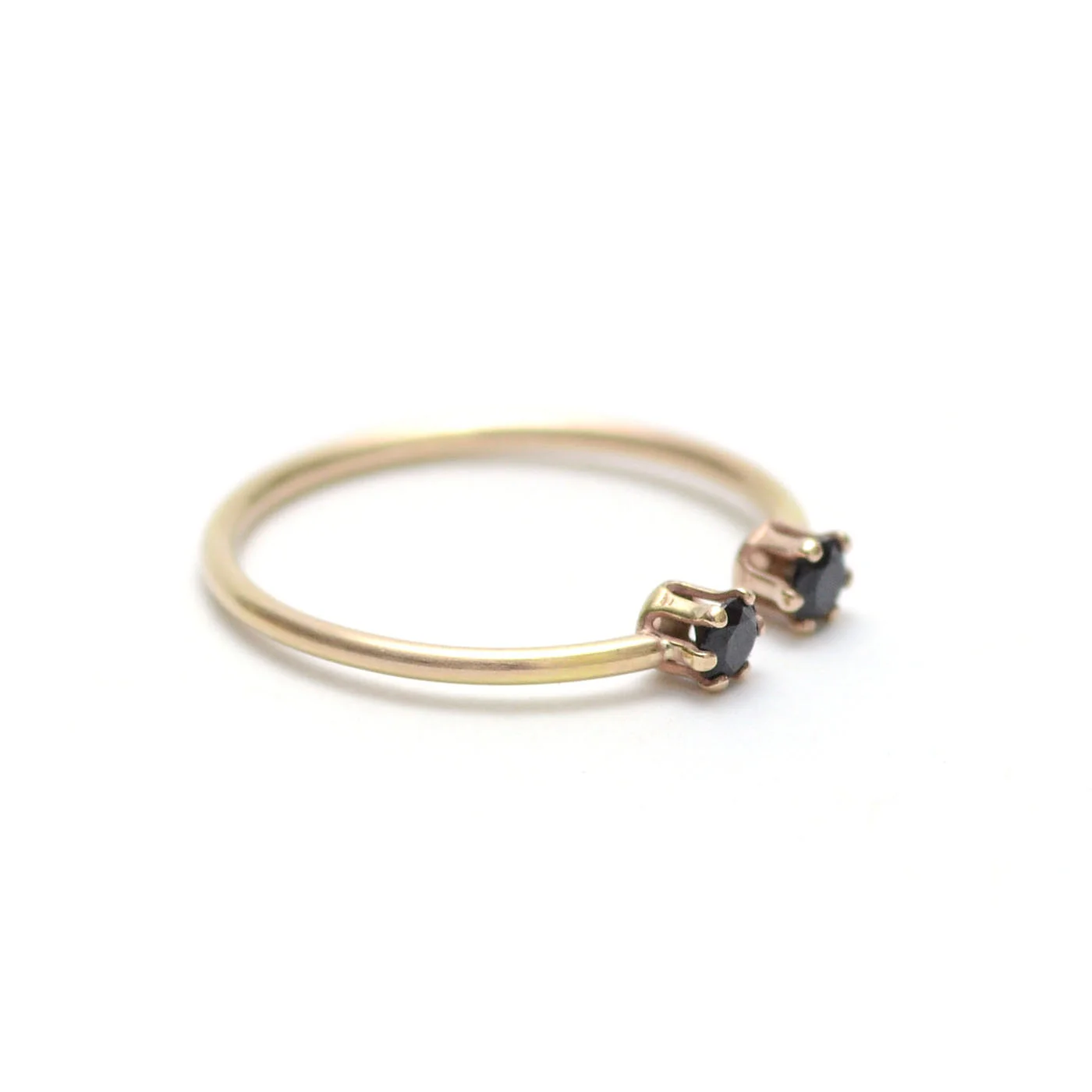 Double Black Spinel Gemstone Twin Stacking Ring