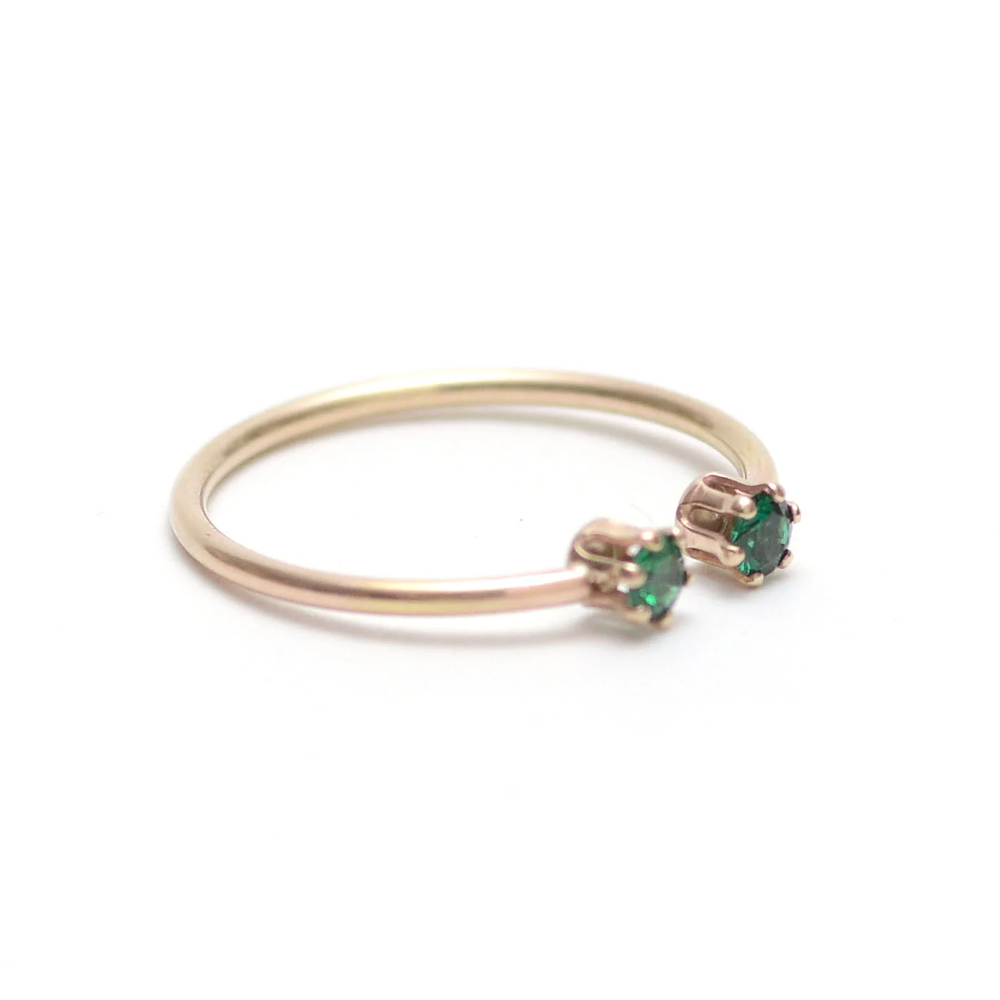 Ethical Emerald Double Gemstone Twin Stacking Ring