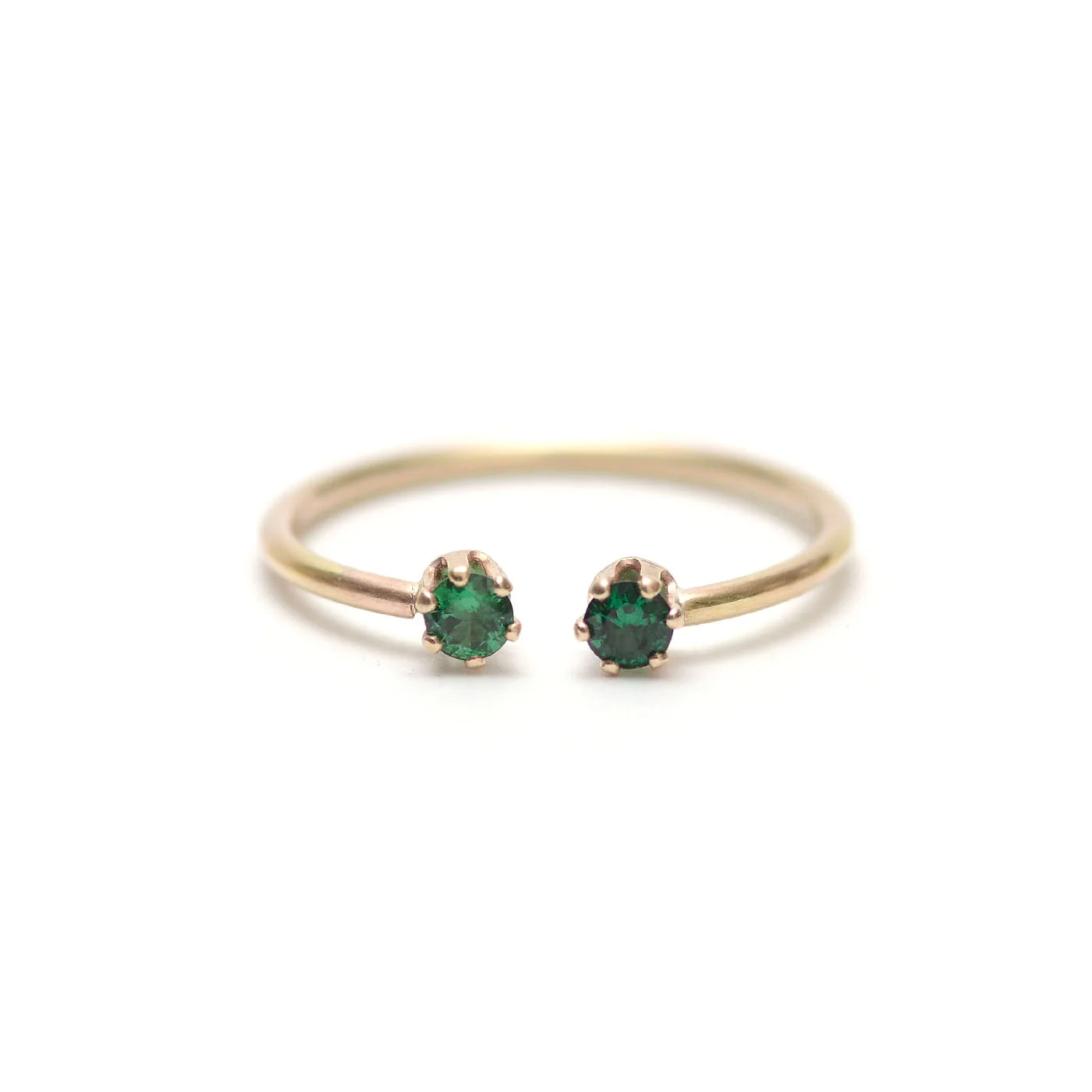 Ethical Emerald Double Gemstone Twin Stacking Ring