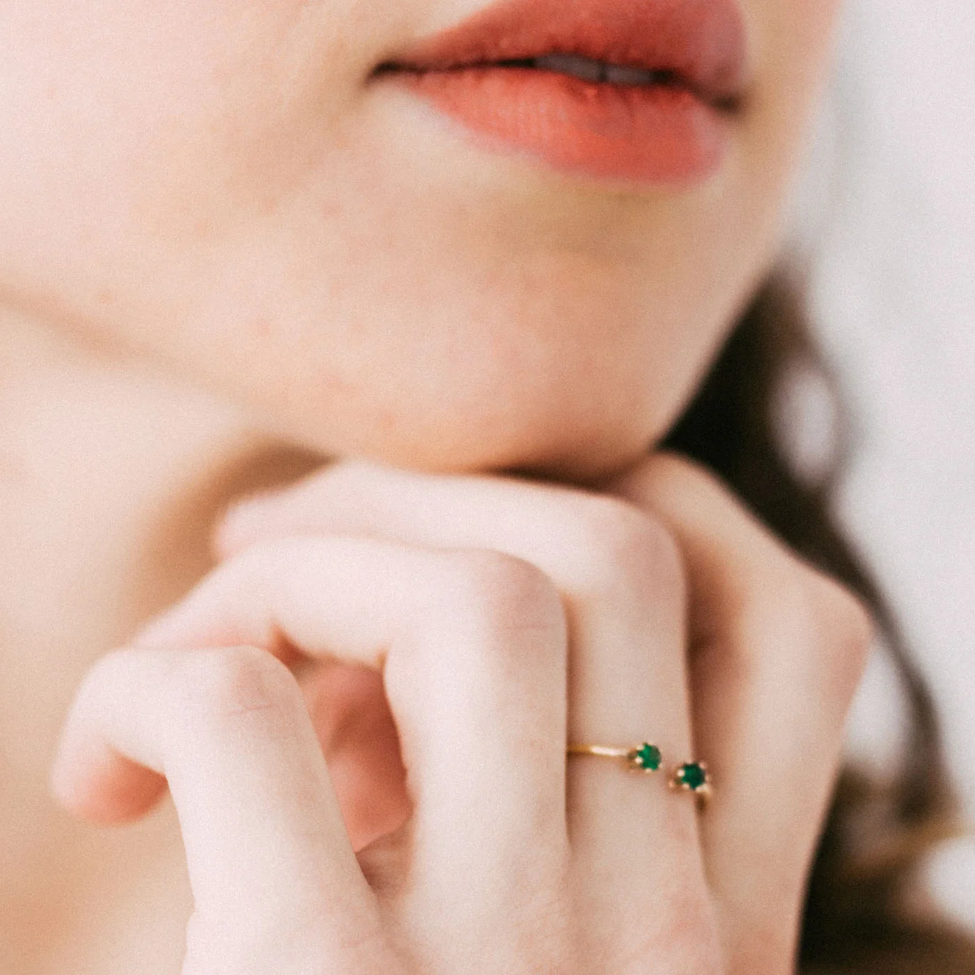 Ethical Emerald Double Gemstone Twin Stacking Ring