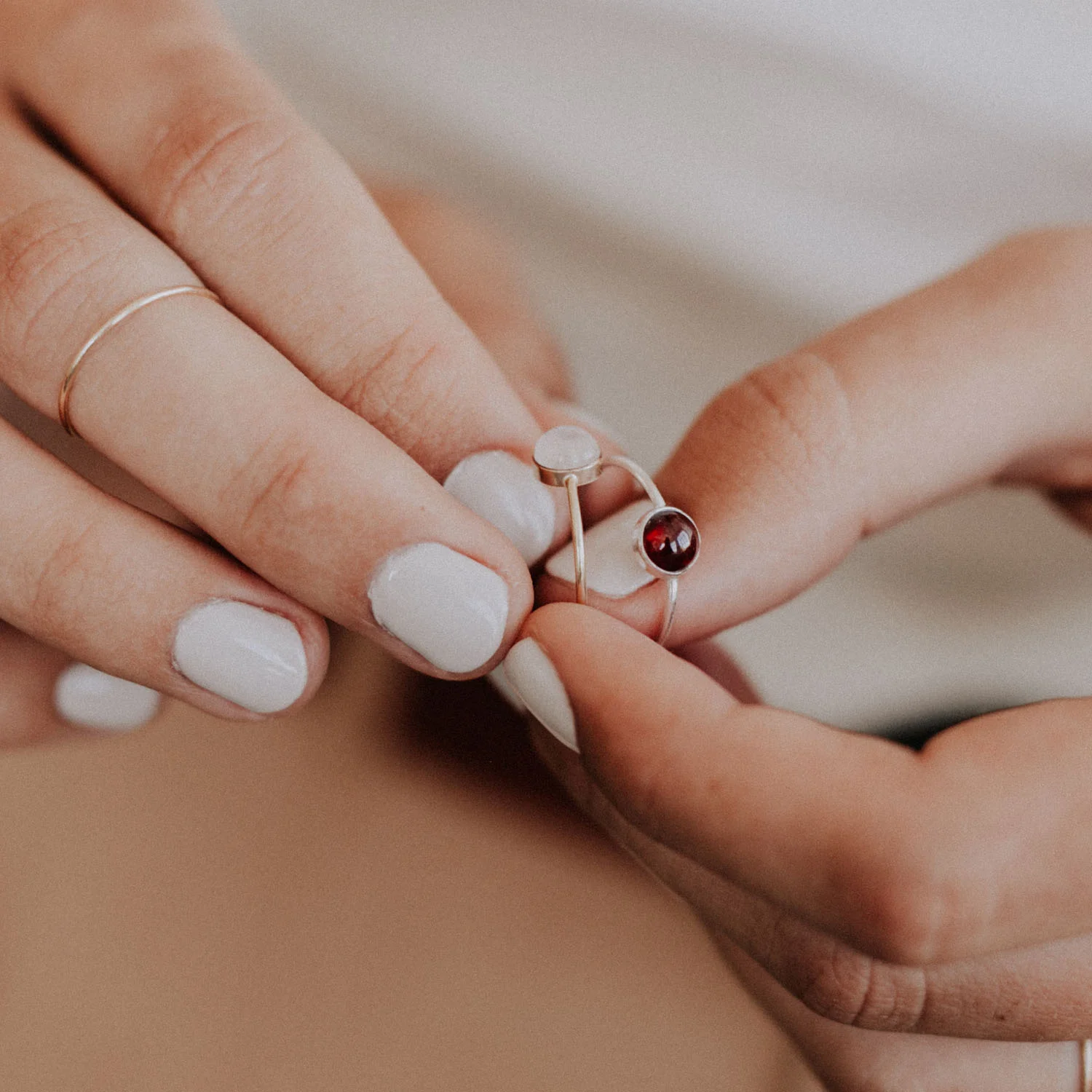 Garnet Gemstone Gumdrop Ring