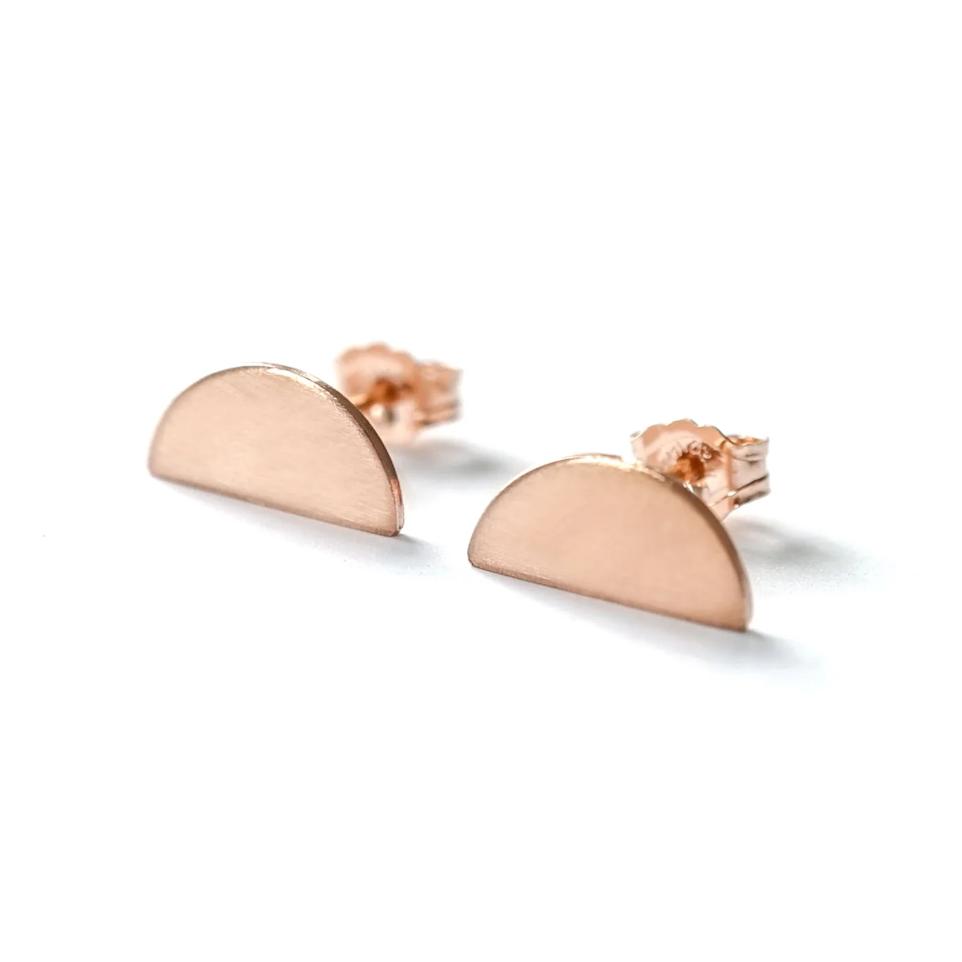 rose gold half moon horizon post earrings