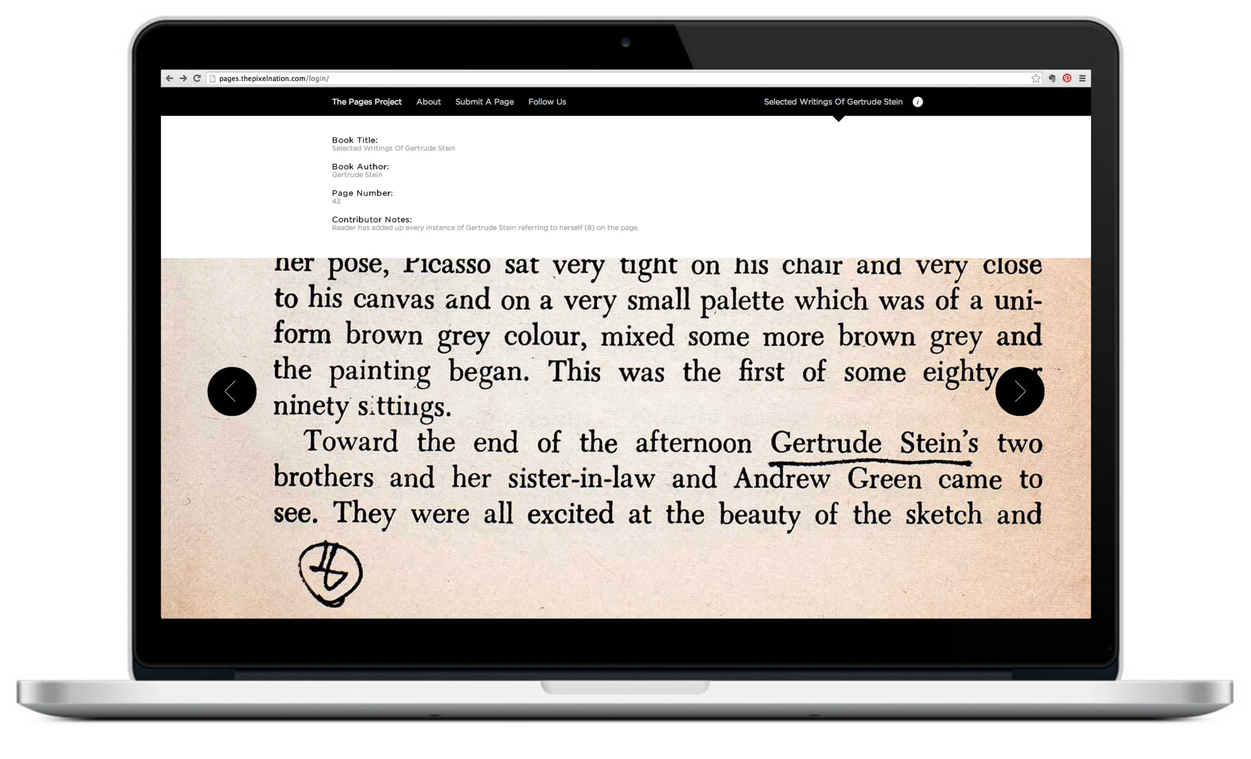 Sample selected page