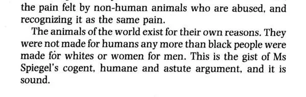 Alice Walker's famous quote, comparing the oppression of non-human animals to the oppression of human sub-groups. 