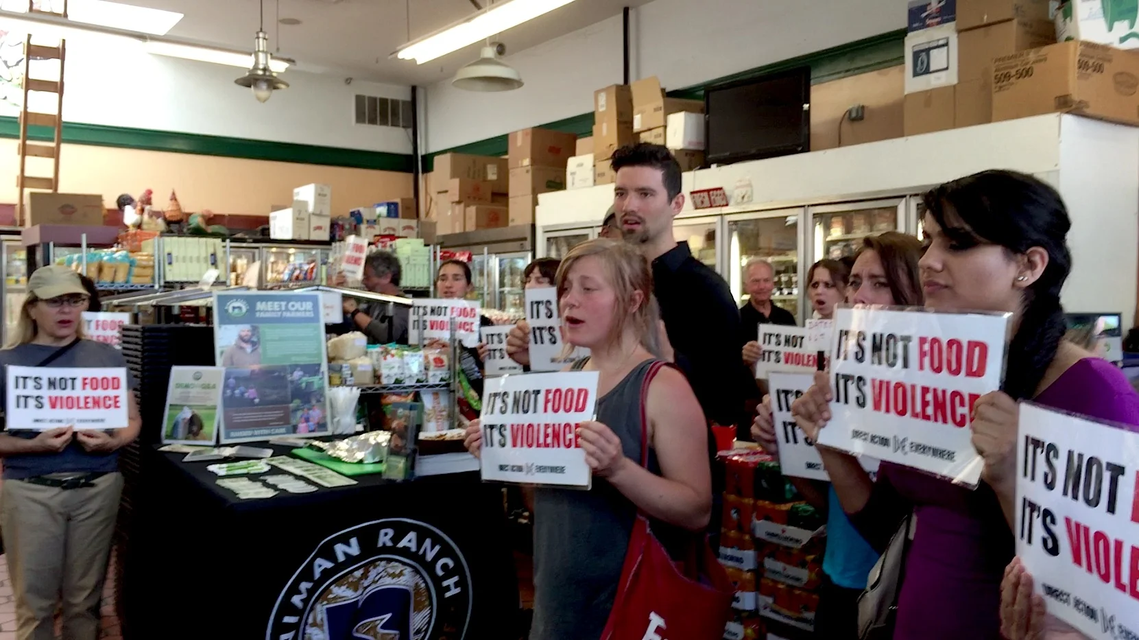 DxE speak out at Magnani's Poultry in Berkeley, CA.