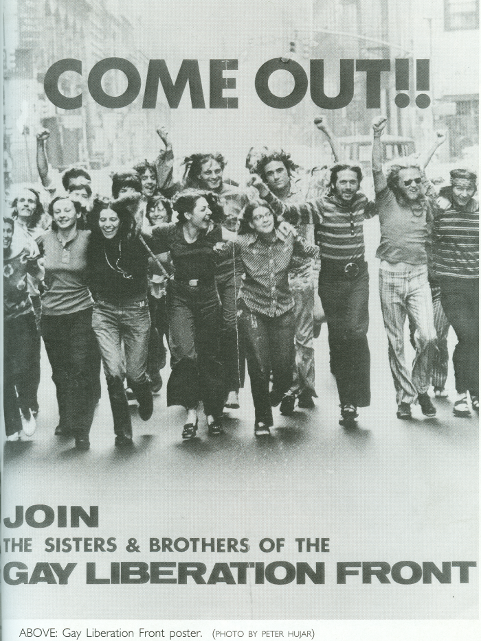 A poster from the Gay Liberation Front urging people to "Come out!!"