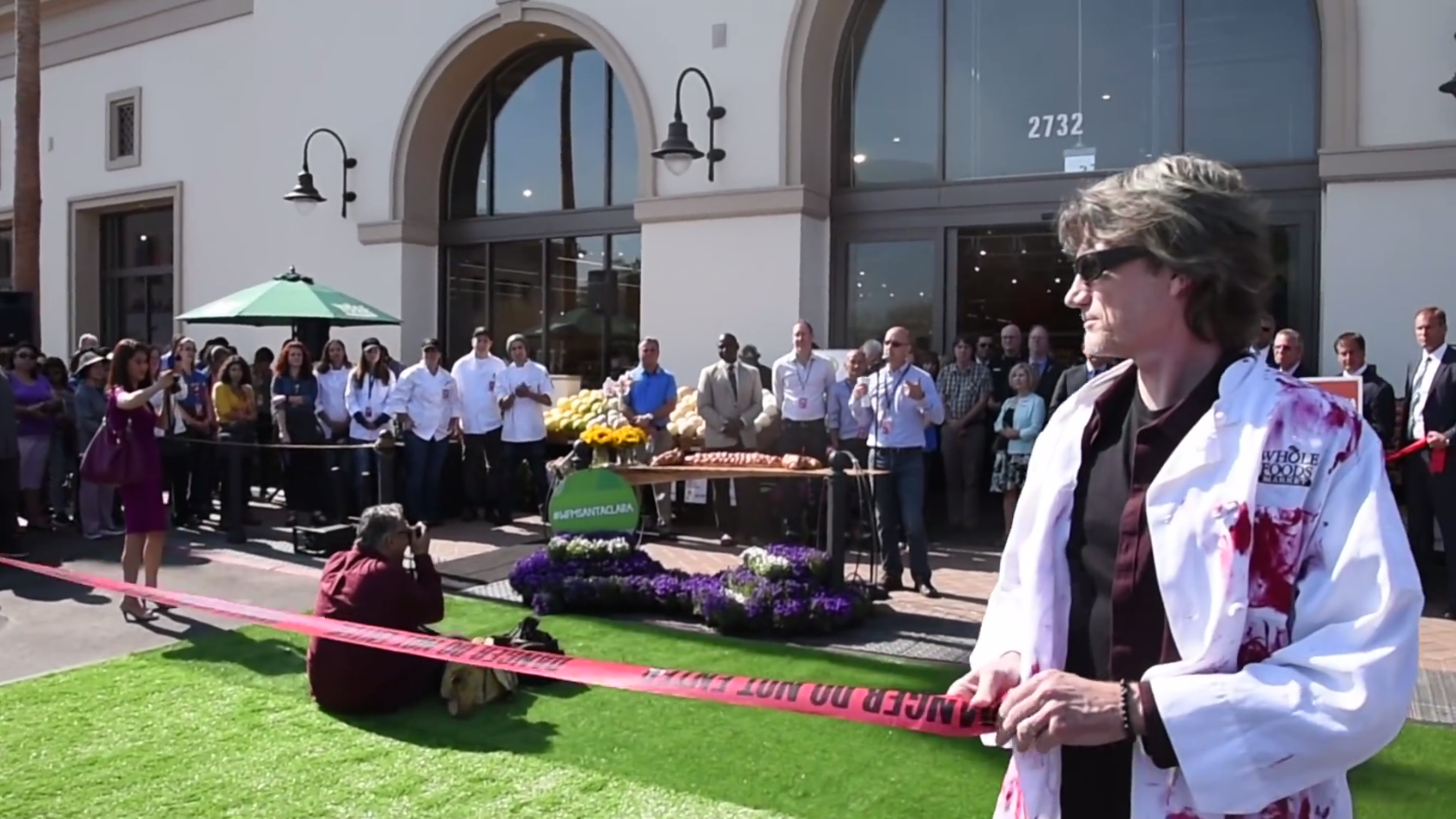 DxE activists cordon off the grand opening of the Whole Foods in Santa Clara, CA.