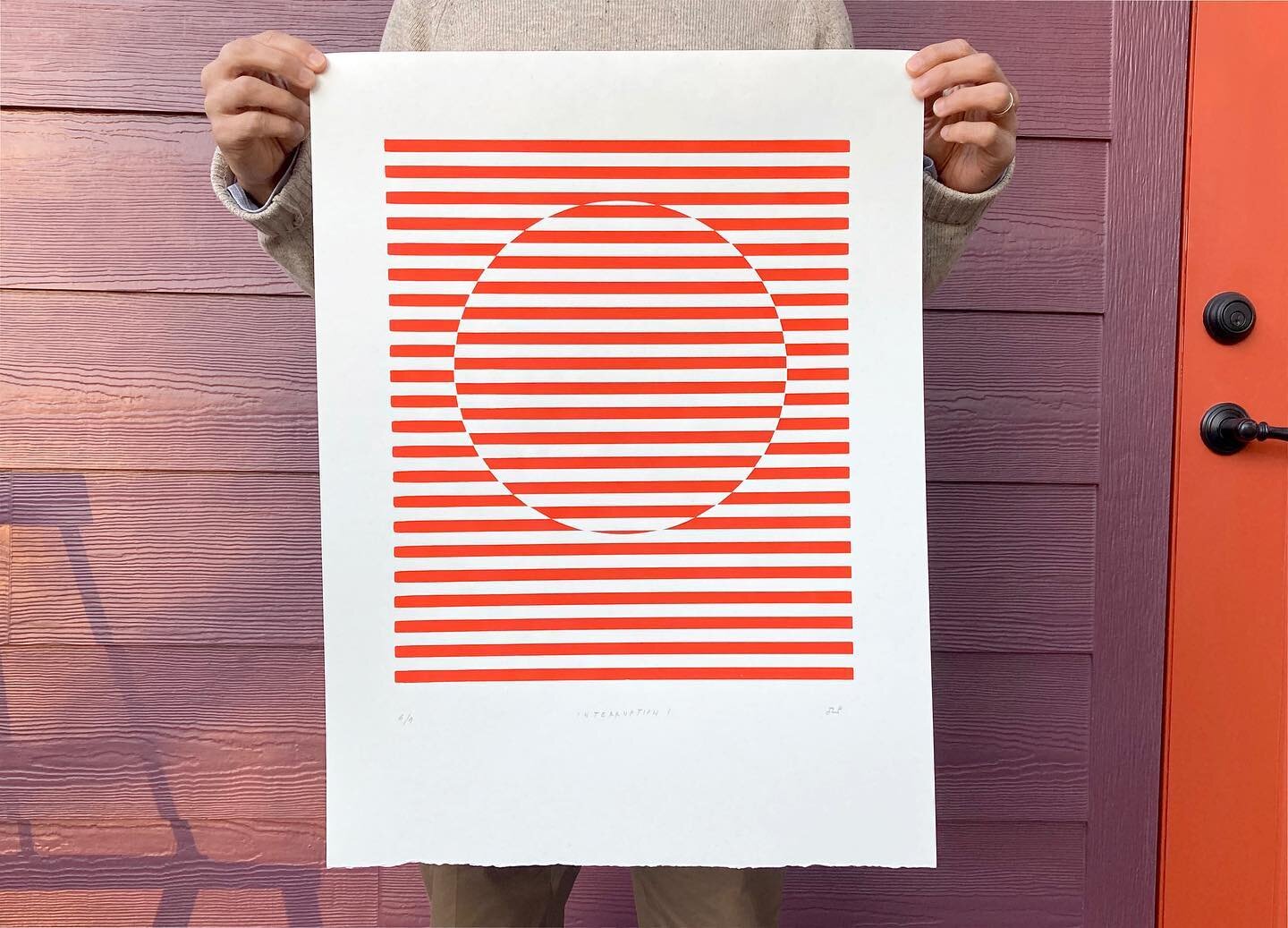 @jaminpablo holding up his #screenprint of &ldquo;Interruption 1&rdquo;