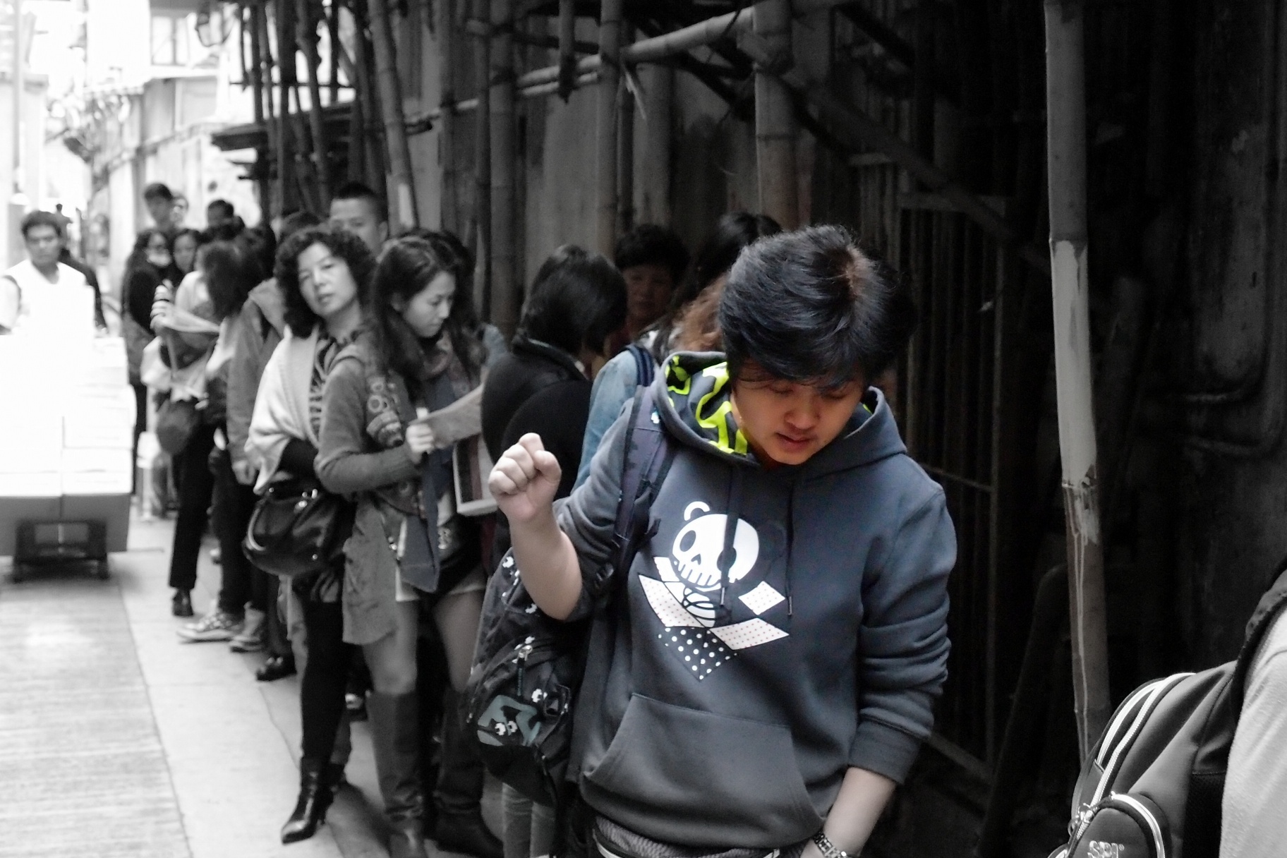 Queuing for cookies, a Hong Kong thing.