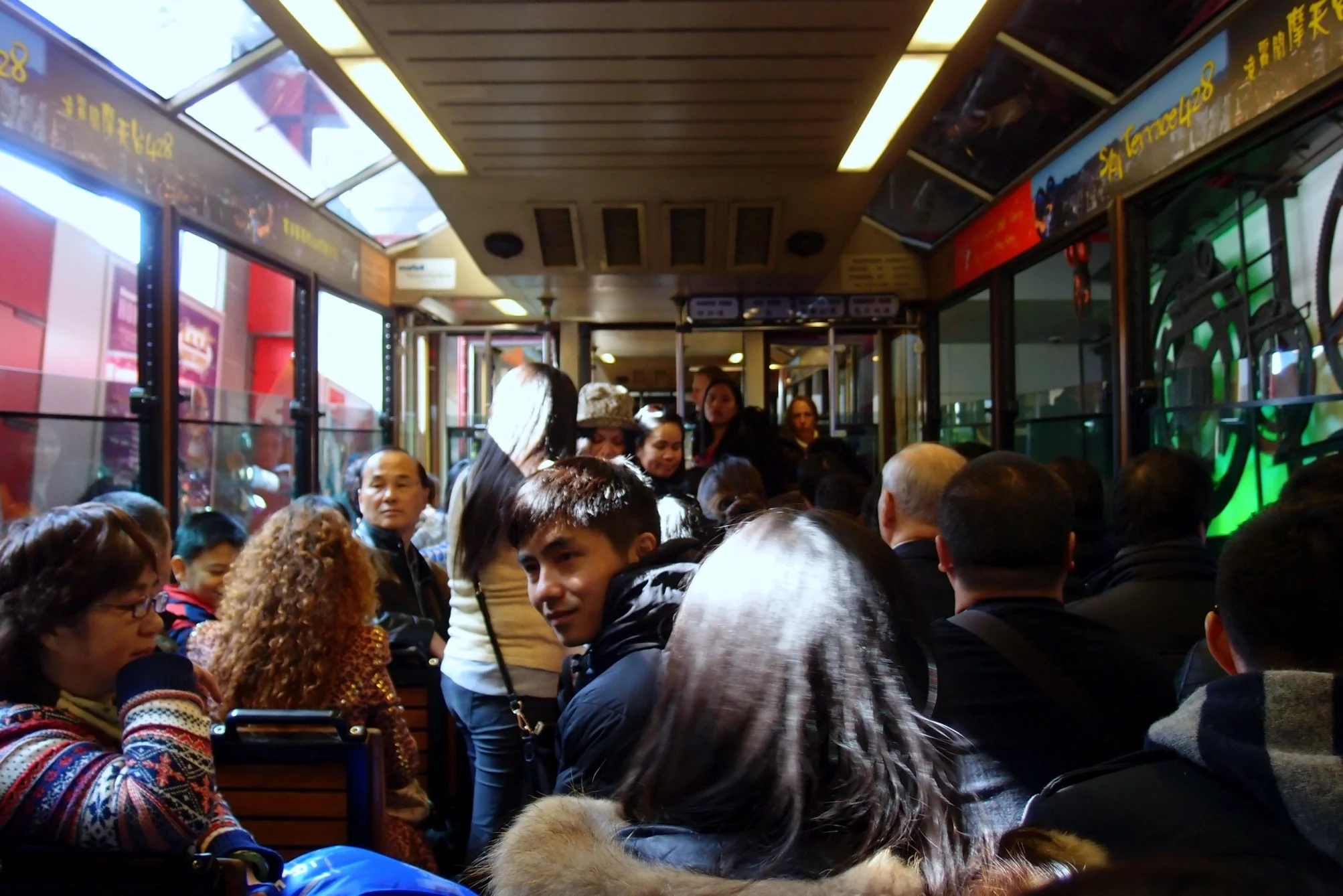 A typical scene on the Peak Tram