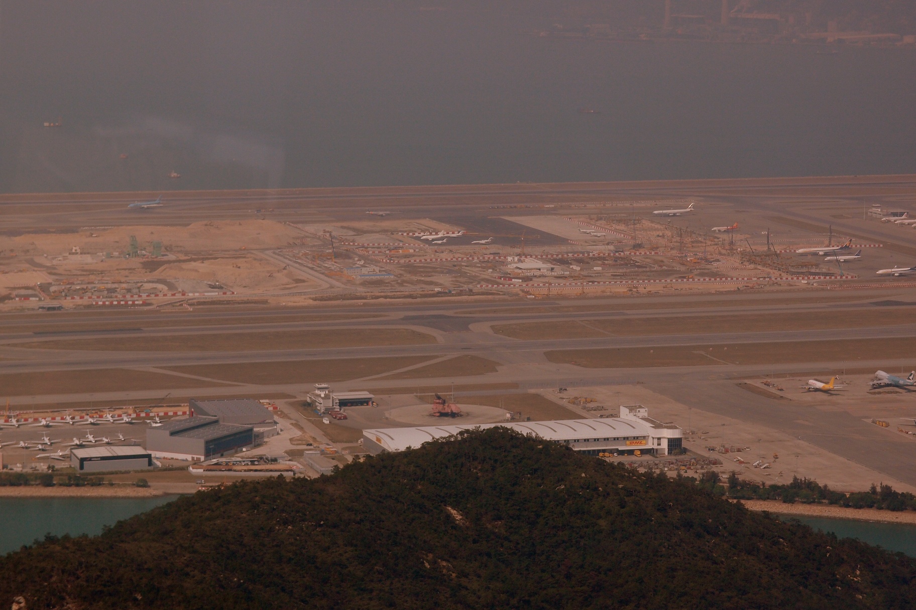 This is a view of the airport from the cable car