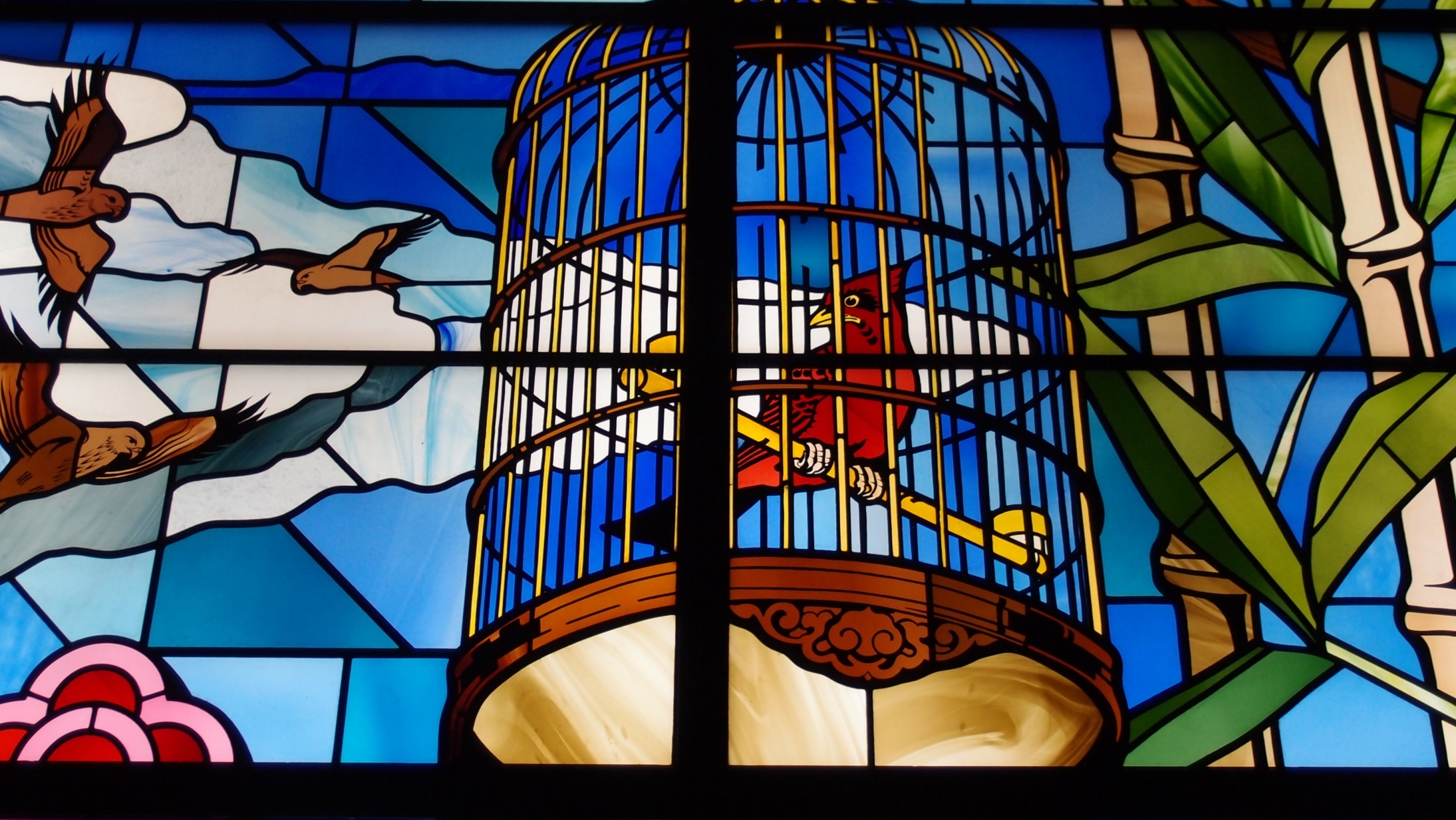 A stained glass window at Standard Chartered Bank headquarters
