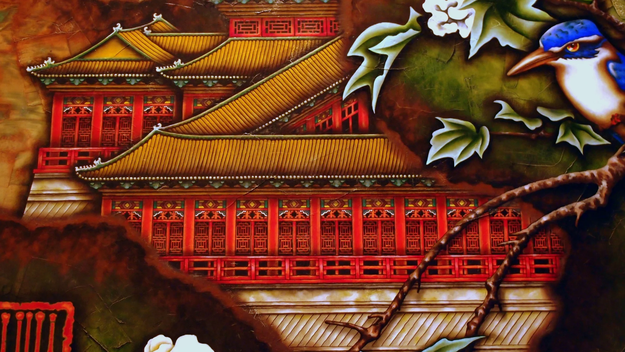 Part of a painting in the Kowloon Shangri - La Hotel lobby