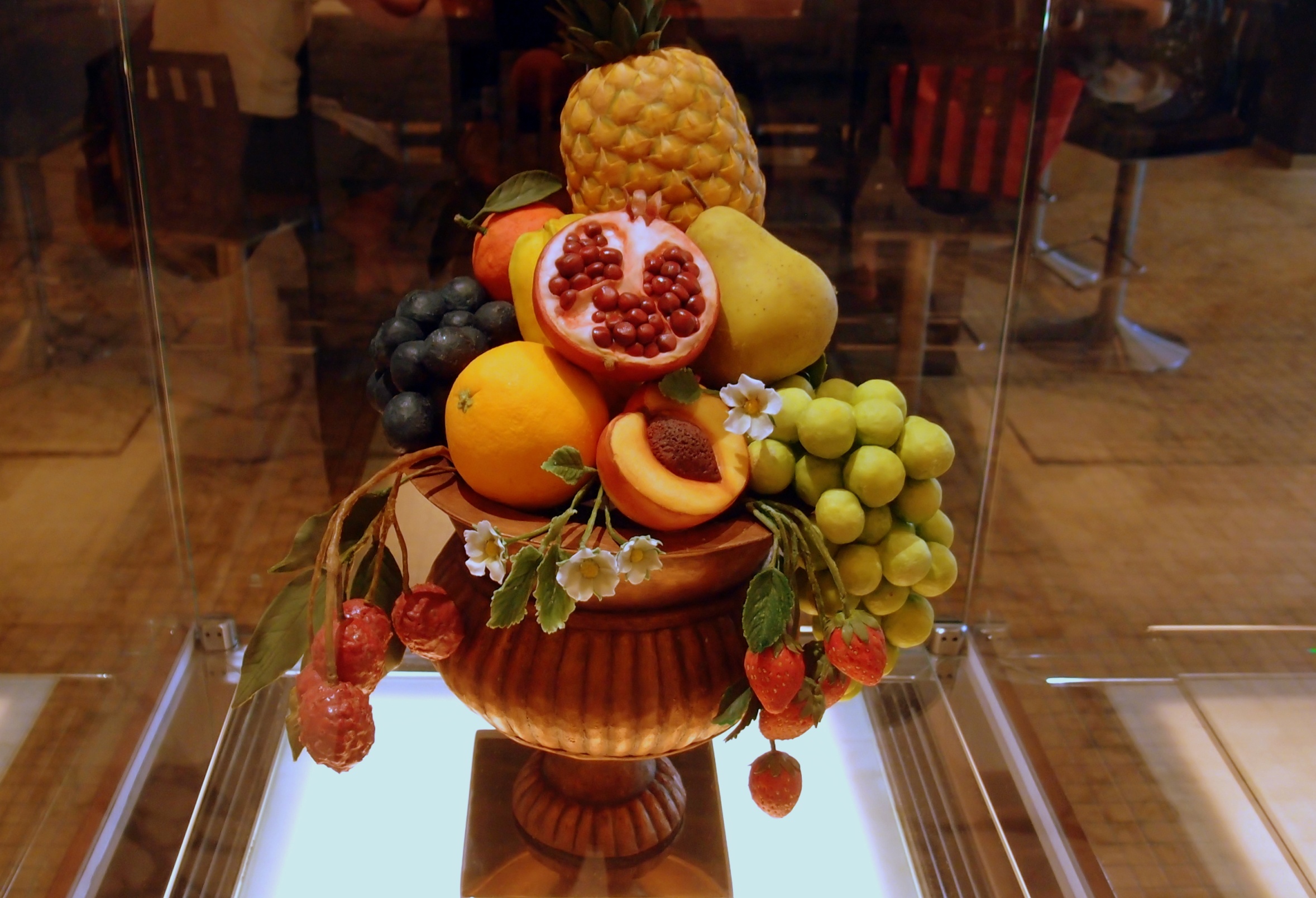 A fruit bowl made of chocolate