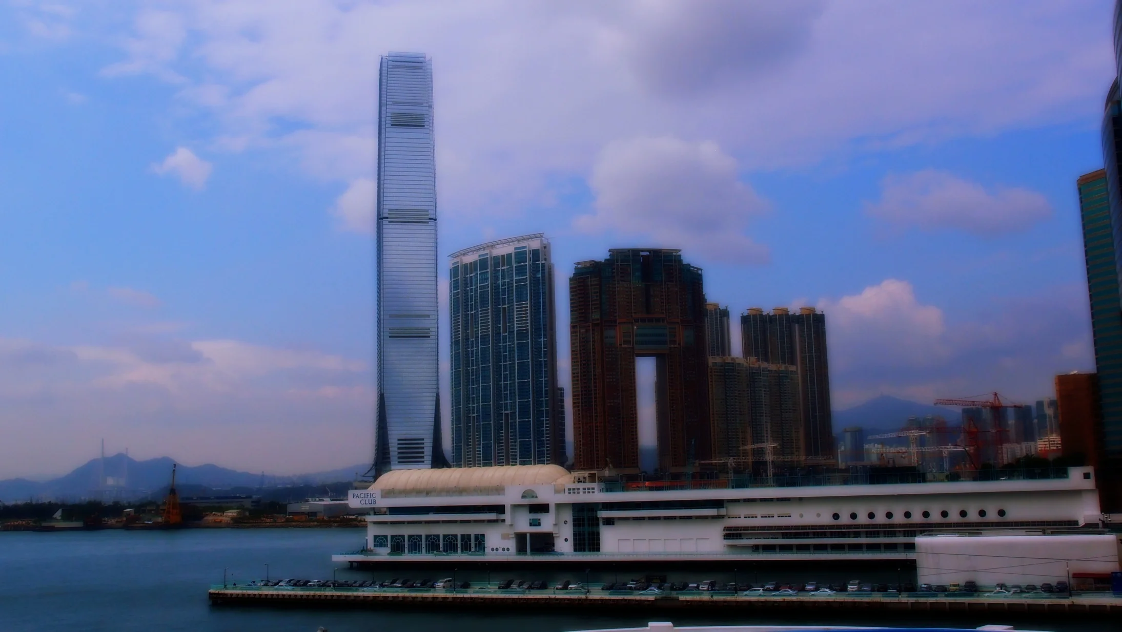 Looking at West Kowloon and the magnificent ICC Building, 118 floors with the Ritz Carlton Hotel on the top 16 floors.