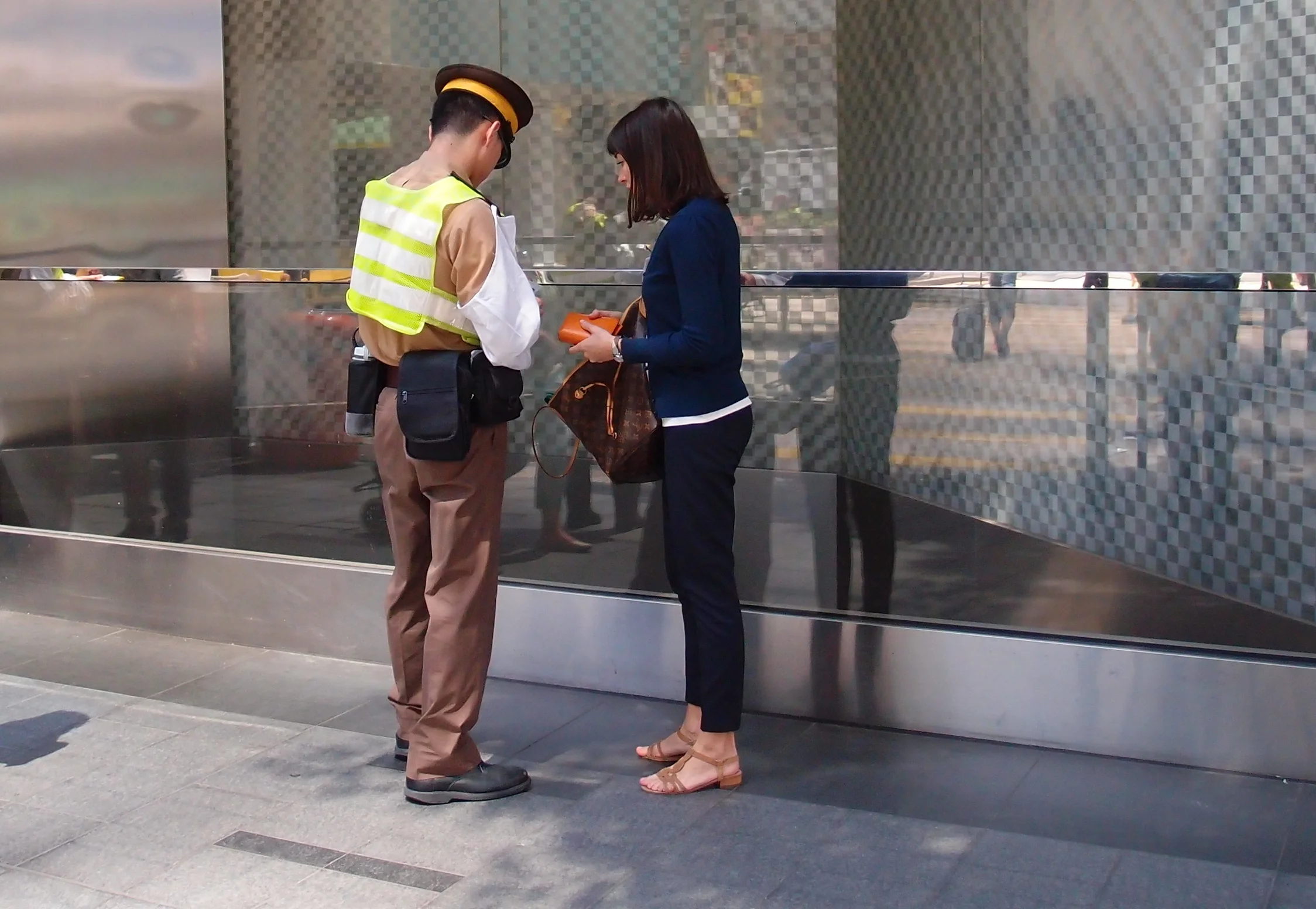 Getting a ticket for jaywalking!