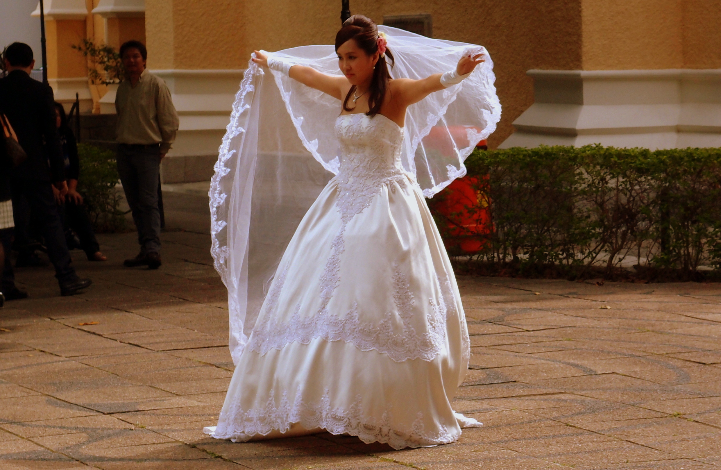 A young lady who just got married at St. John's Cathedral - what a lovely setting.