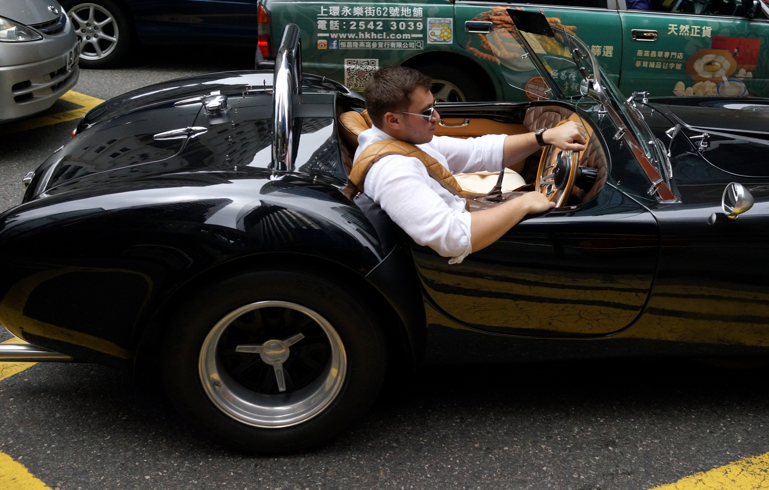 This chap was really enjoying driving this AC Cobra in Central District, Hong Kong Island