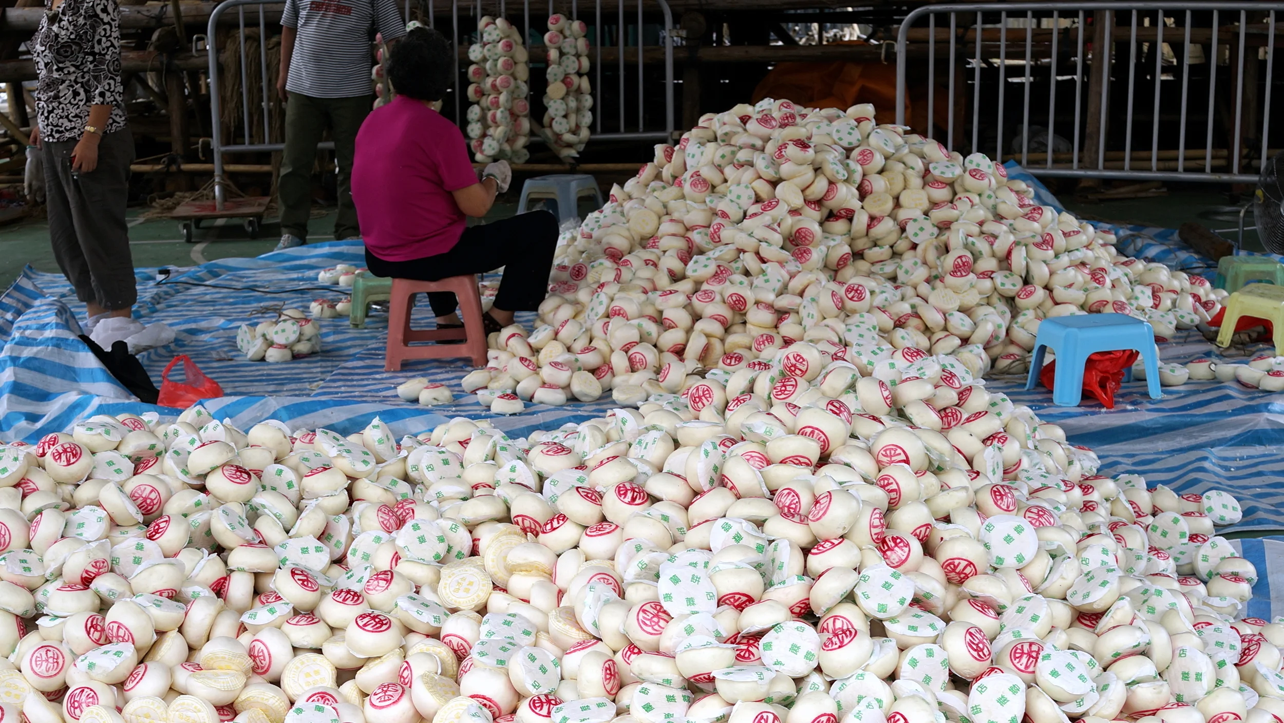 Getting ready for the Cheung Chau Bun Festival